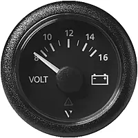 Veratron 52 MM (2-1/16") ViewLine Voltmeter - 8 to16V - Black Dial & Bezel