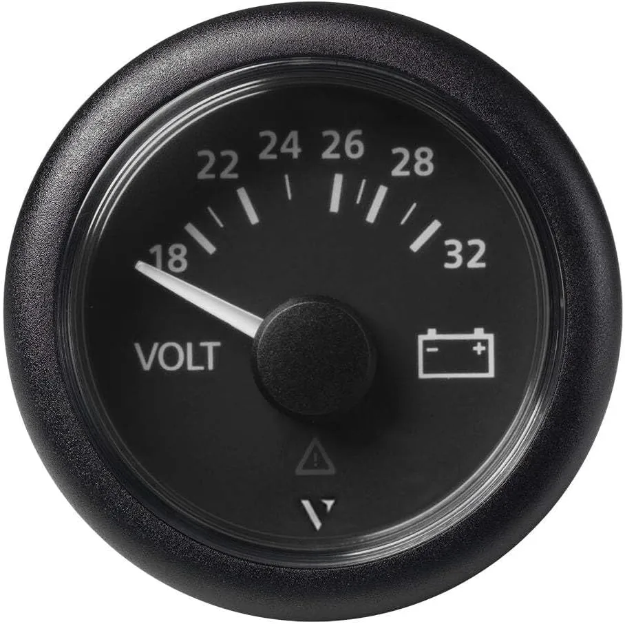 Veratron 52mm (2-1/16") Viewline Voltmeter 18-32V - Black Dial & Bezel