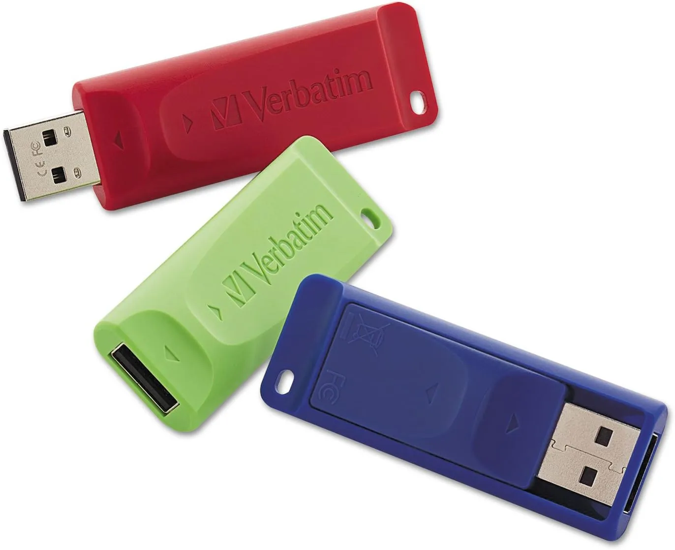 Verbatim 32GB Store 'n' Go USB Flash Drive - PC / Mac Compatible - 3pk - Red, Blue, Green