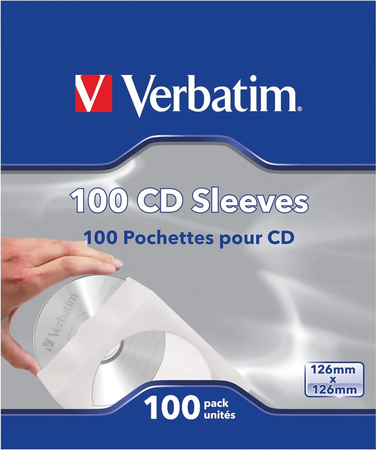 Verbatim CD/DVD Paper Sleeves with Clear Window, 100 pk