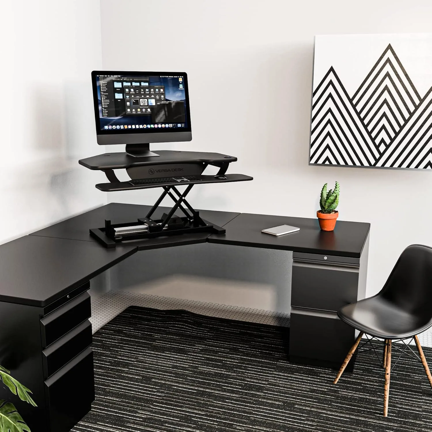 VERSADESK® PowerPro™ 36" Corner Standing Desk Converter, 36 Inch Motorized Height-Adjustable Standup Desk Riser Sit to Stand