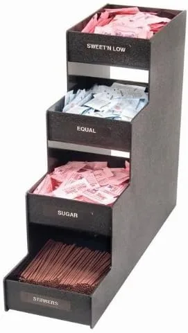 Vertiflex Commercial Grade Narrow Condiment Organizer, 8 Compartments, 6 x 19 x 15.88, Black