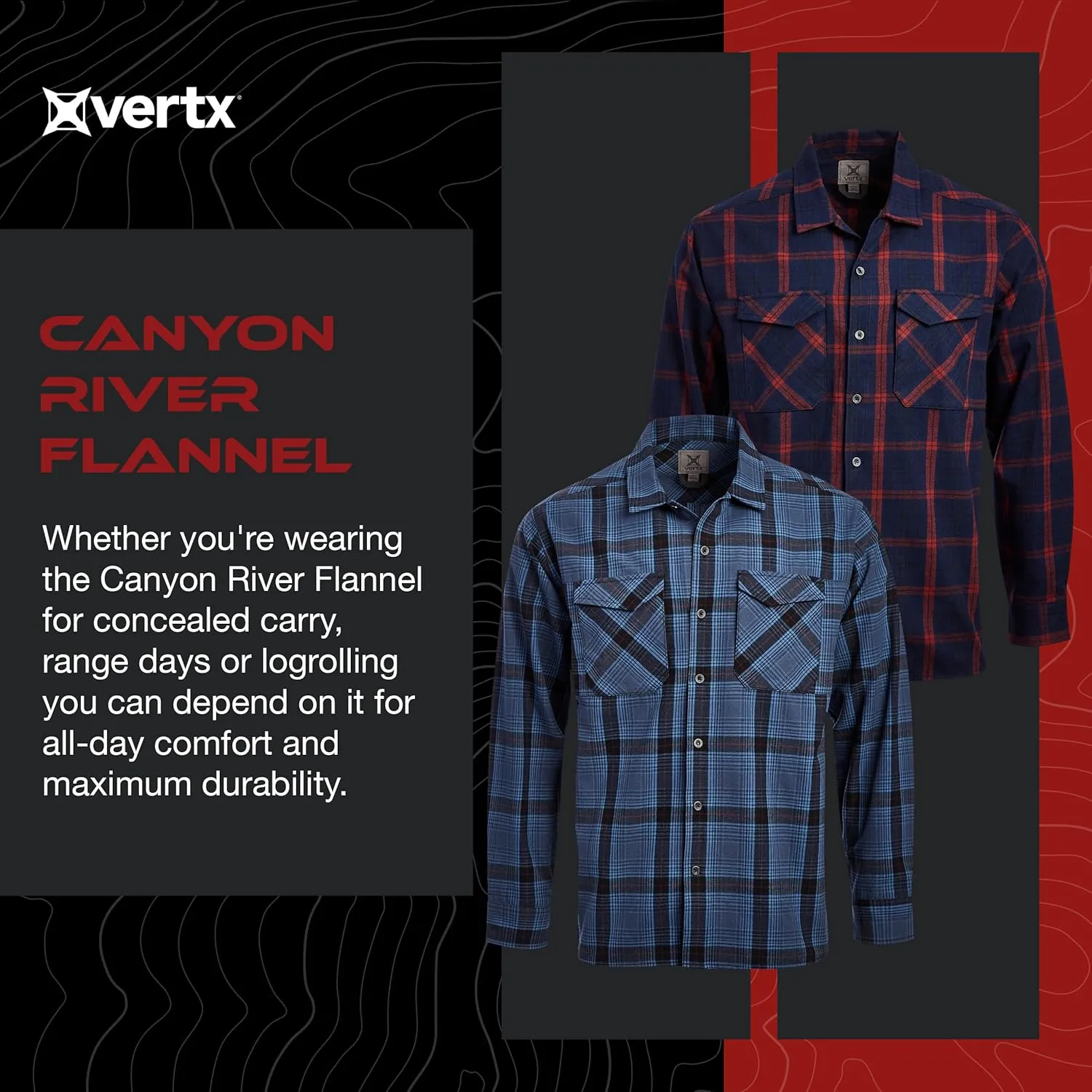 VERTX Canyon River Men's Tactical Flannel Shirt Long Sleeve