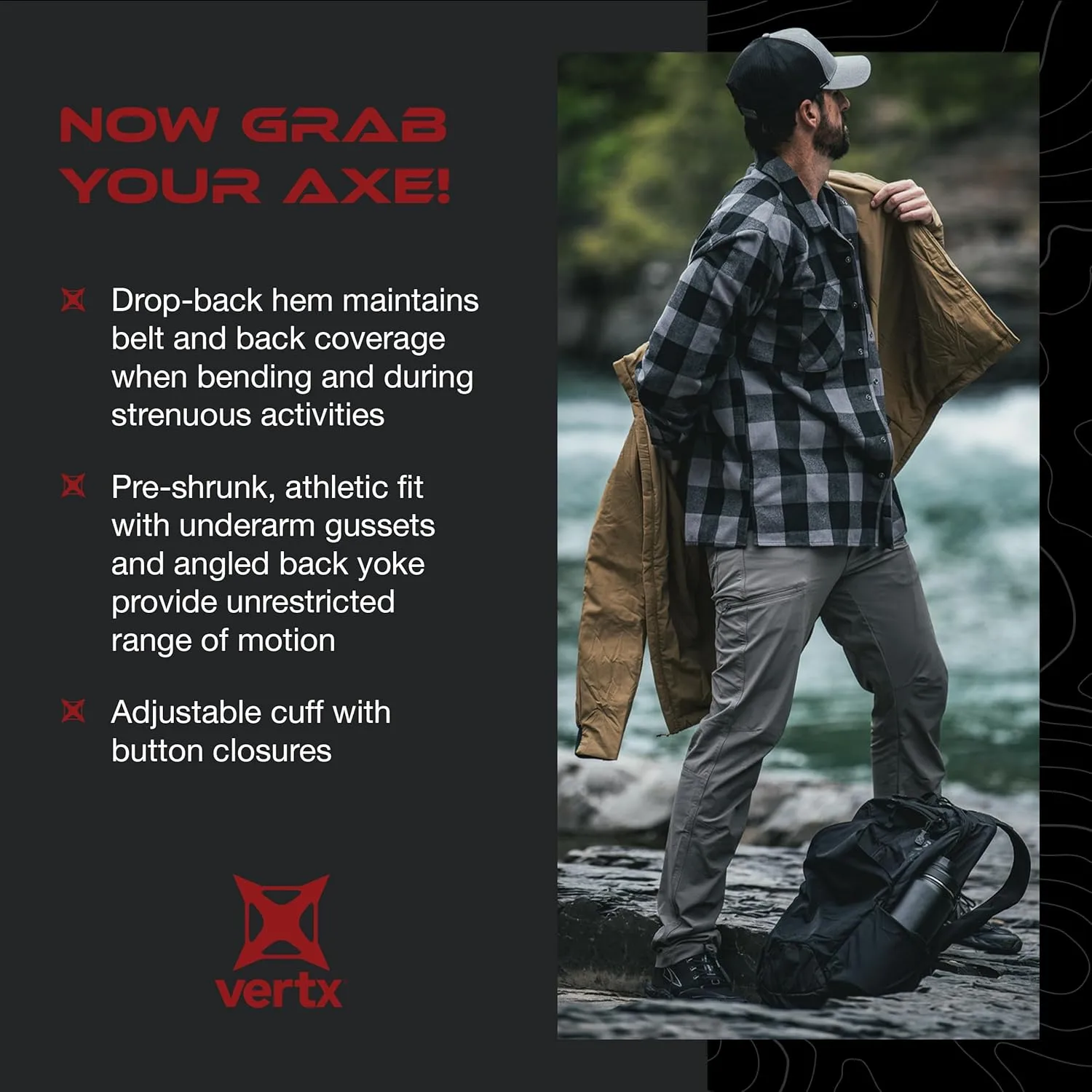 VERTX Canyon Valley Men's Tactical Flannel Long-Sleeve Shirt