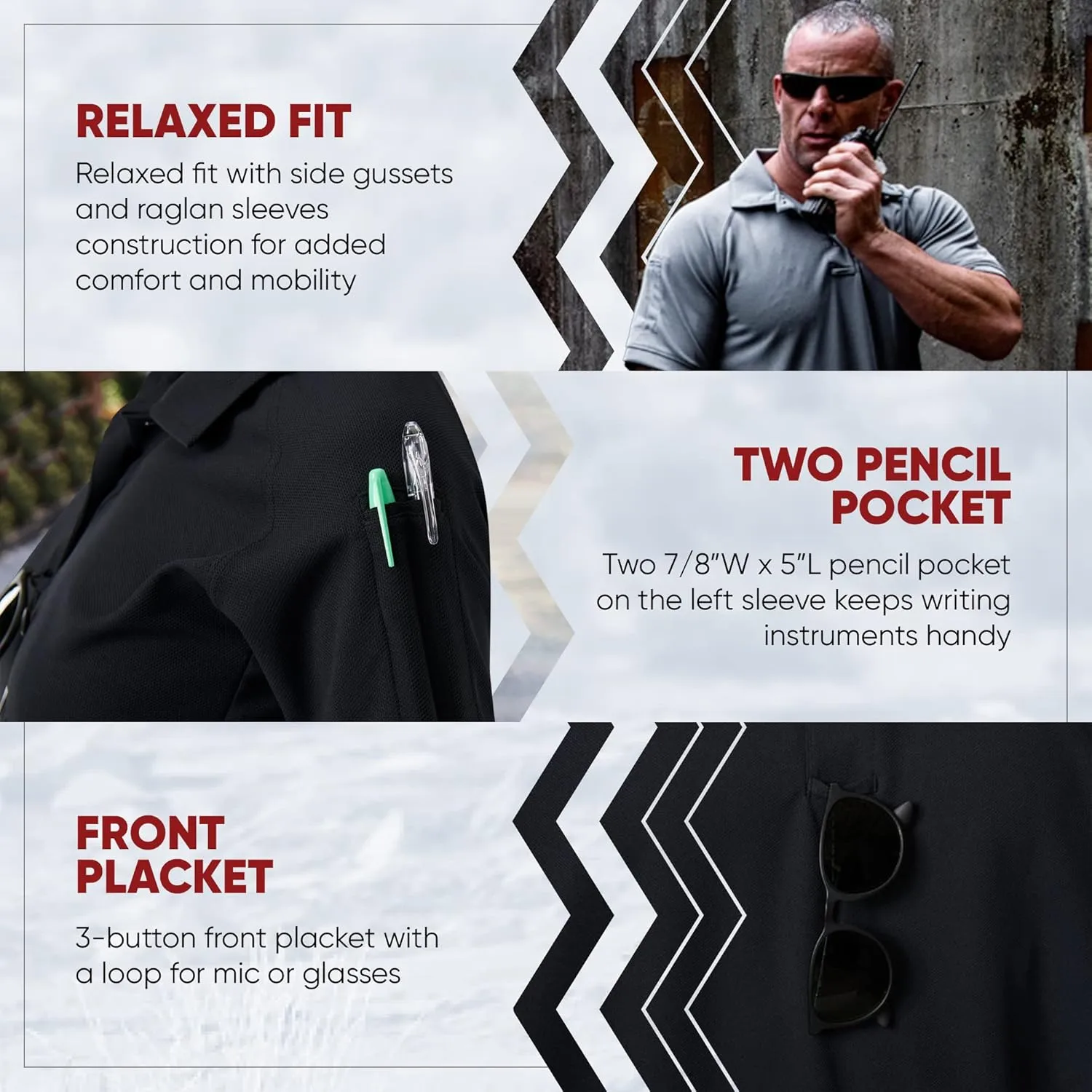 VERTX Men's Tactical Polo Shirt with Coldblack Technology