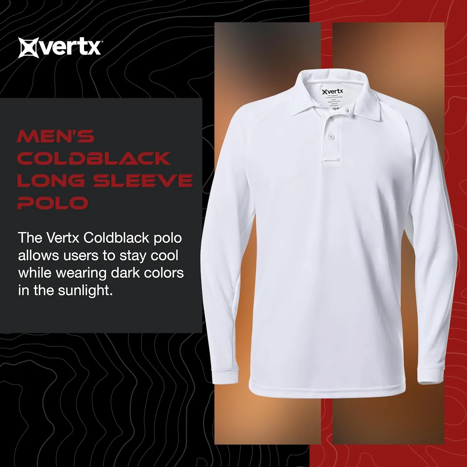 VERTX Mens Coldblack Long-Sleeve Tactical Polo Shirt