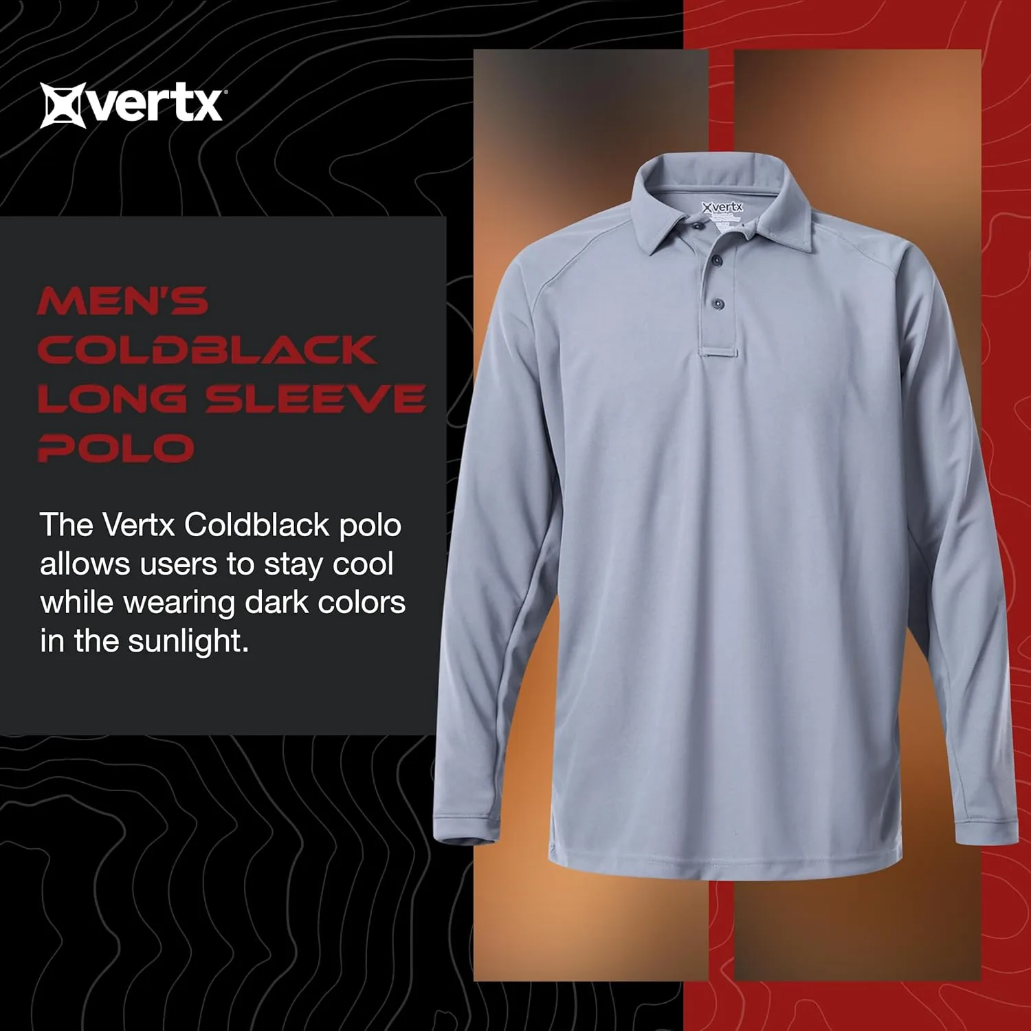 VERTX Mens Coldblack Long-Sleeve Tactical Polo Shirt