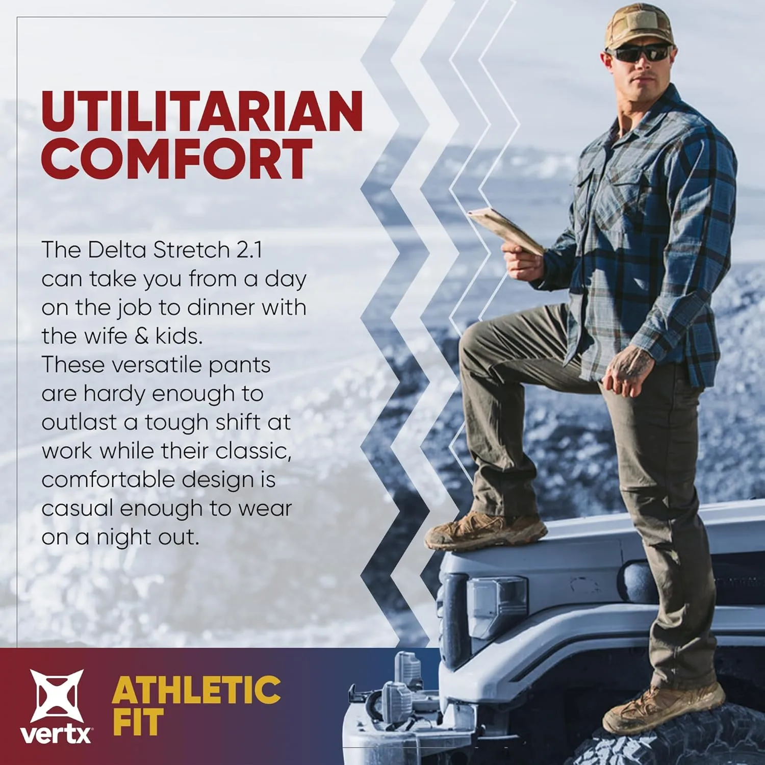 VERTX Delta 2.1 Men's Stretch Pants Straight Leg with Low-Profile Pockets