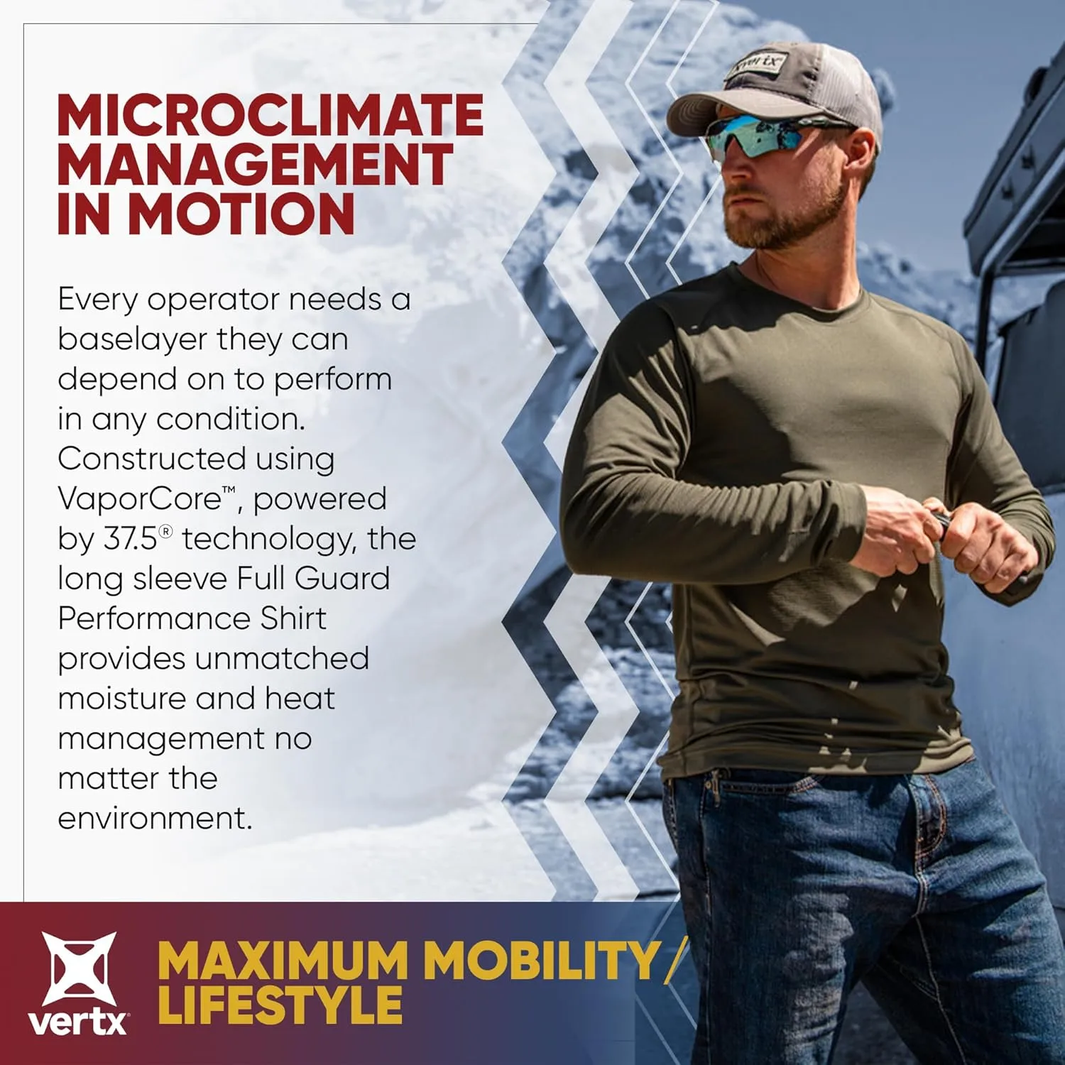 VERTX Full Guard Mens Long Sleeve Tactical Performance Shirt