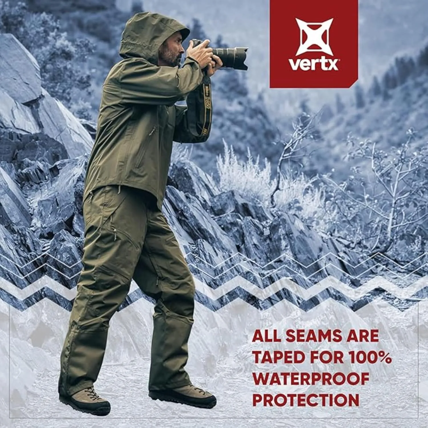 VERTX Integrity Shell Mens Tactical Pants, Windproof, Waterproof Rain Pant