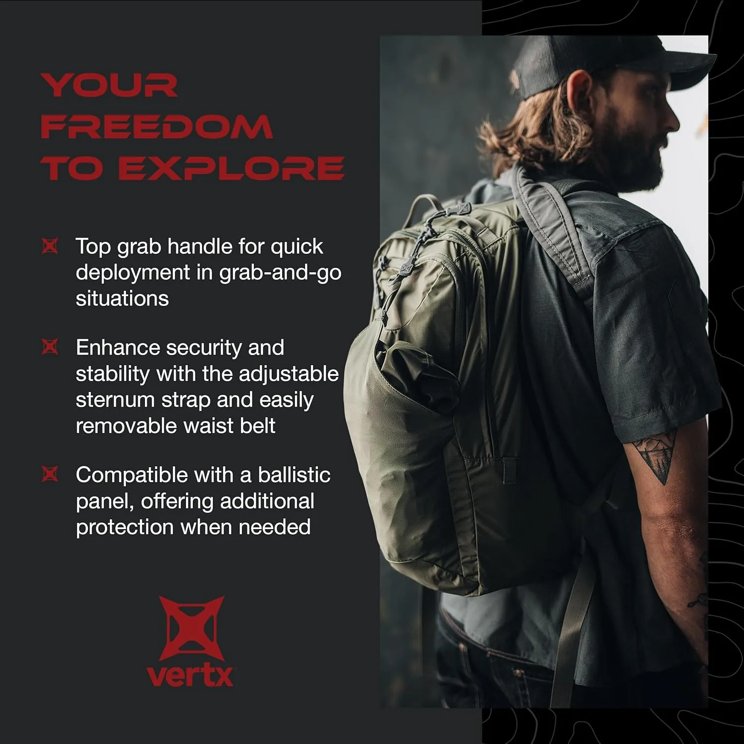VERTX Long Walks Pack 15L Tactical Backpack Concealed Carry EDC Gear Bag