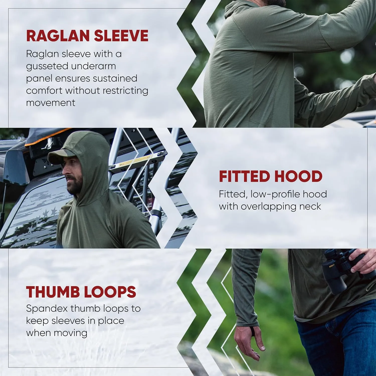 VERTX Mens Merino Wool Base Layer Hoody Pullover