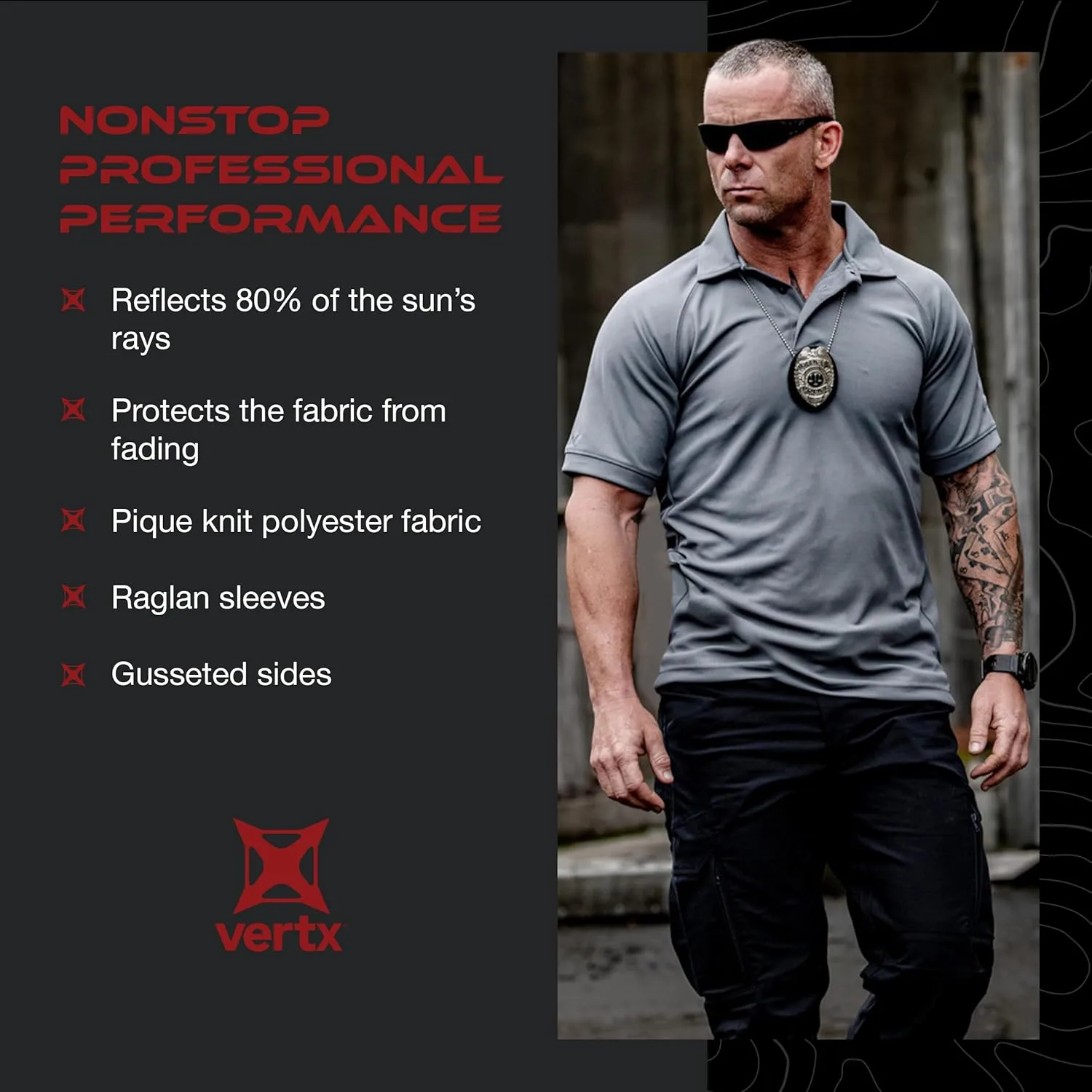 VERTX Men's Tactical Polo Shirt with Coldblack Technology