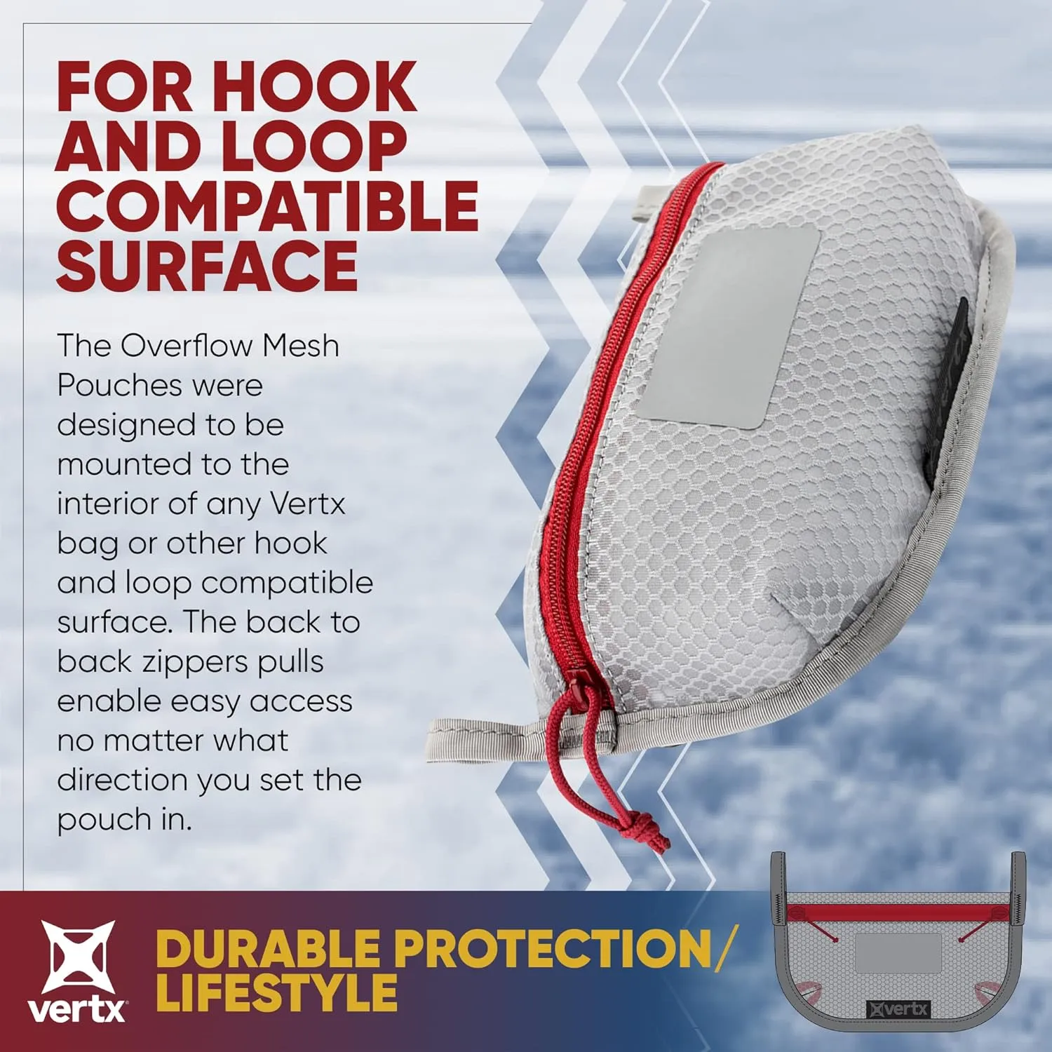 VERTX Overflow Mesh Zipper Pouches for Tactical Gear and Backpack Accessories