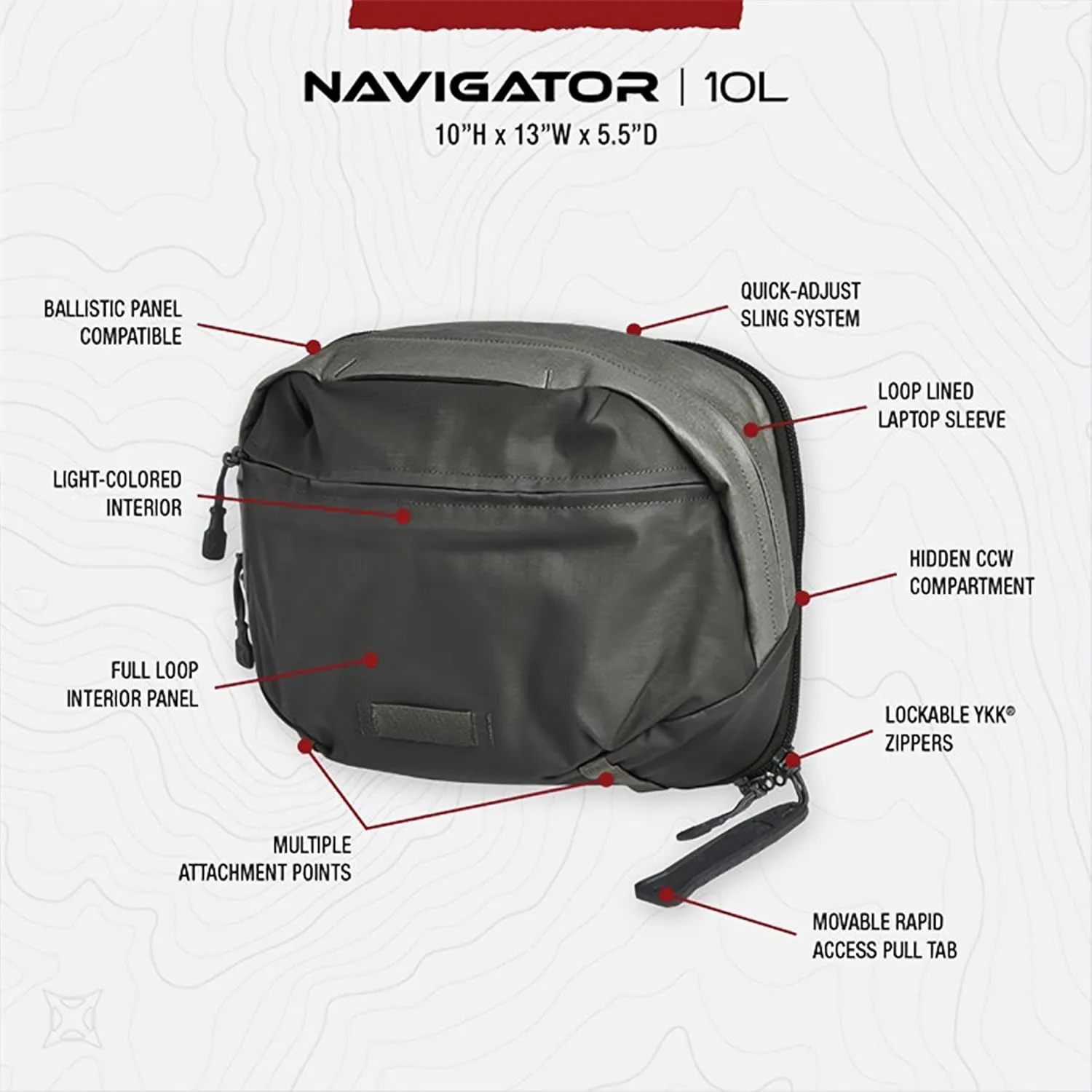 VERTX Navigator Tactical Sling Bag Crossbody 10L