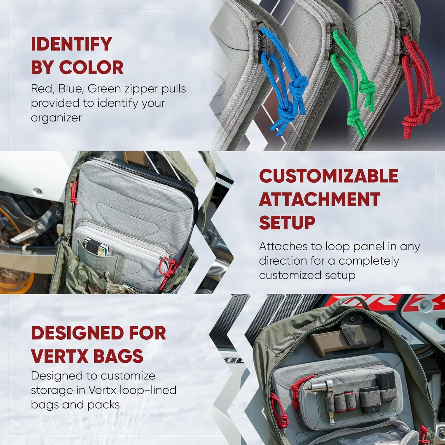 VERTX Pack Zip Pouch Organizer Insert Attachment for Backpack and Bag