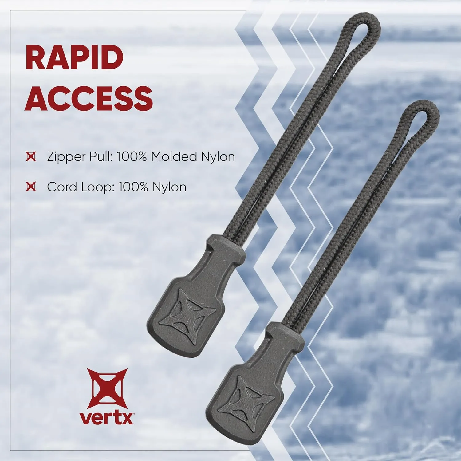 Vertx Rapid Access Zipper Pull Tab Kit, Replacement Puller for Backpack, Luggage, Bag, Handbag