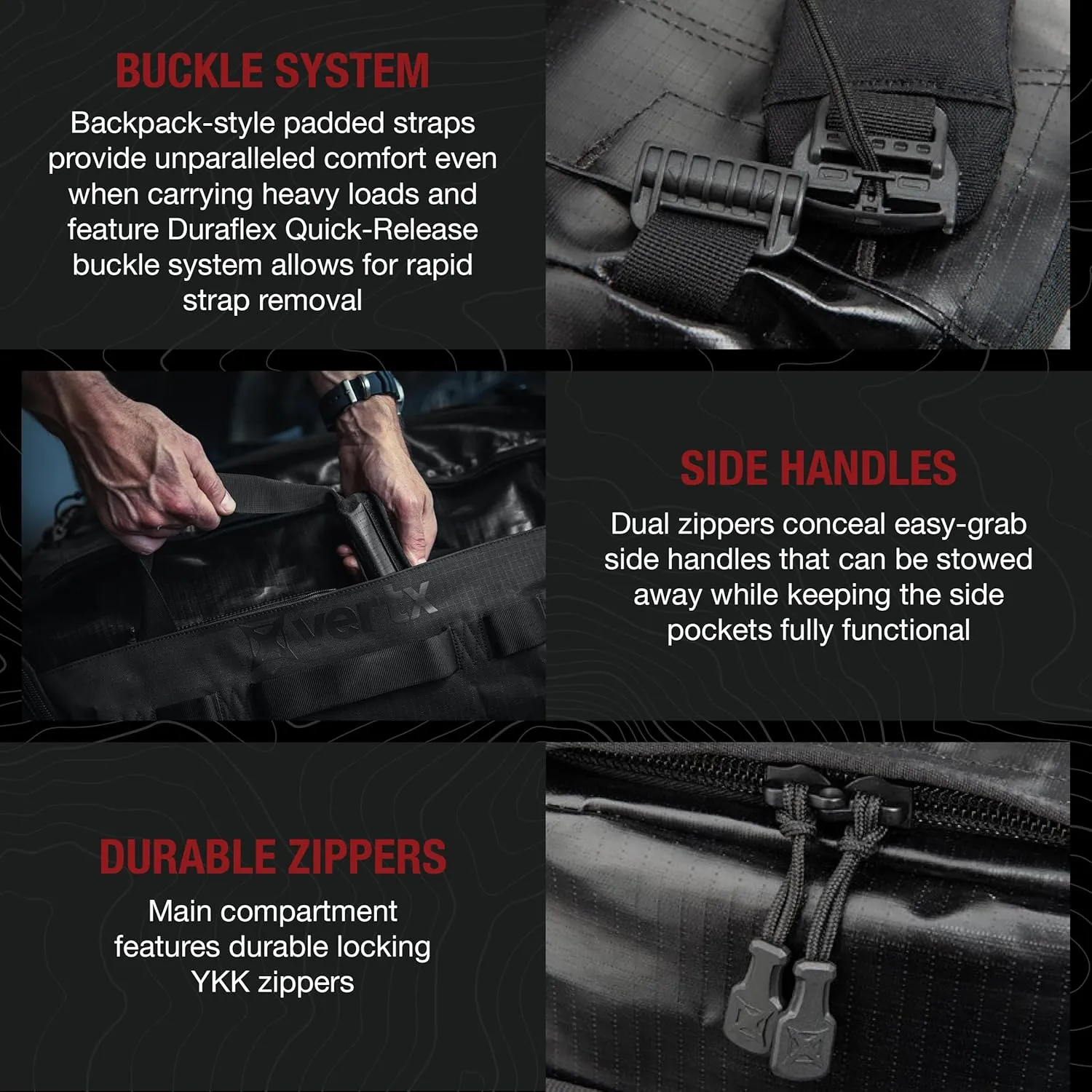 VERTX RLT Tactical Travel Duffel Bag Backpack, Tactigami-Compatible