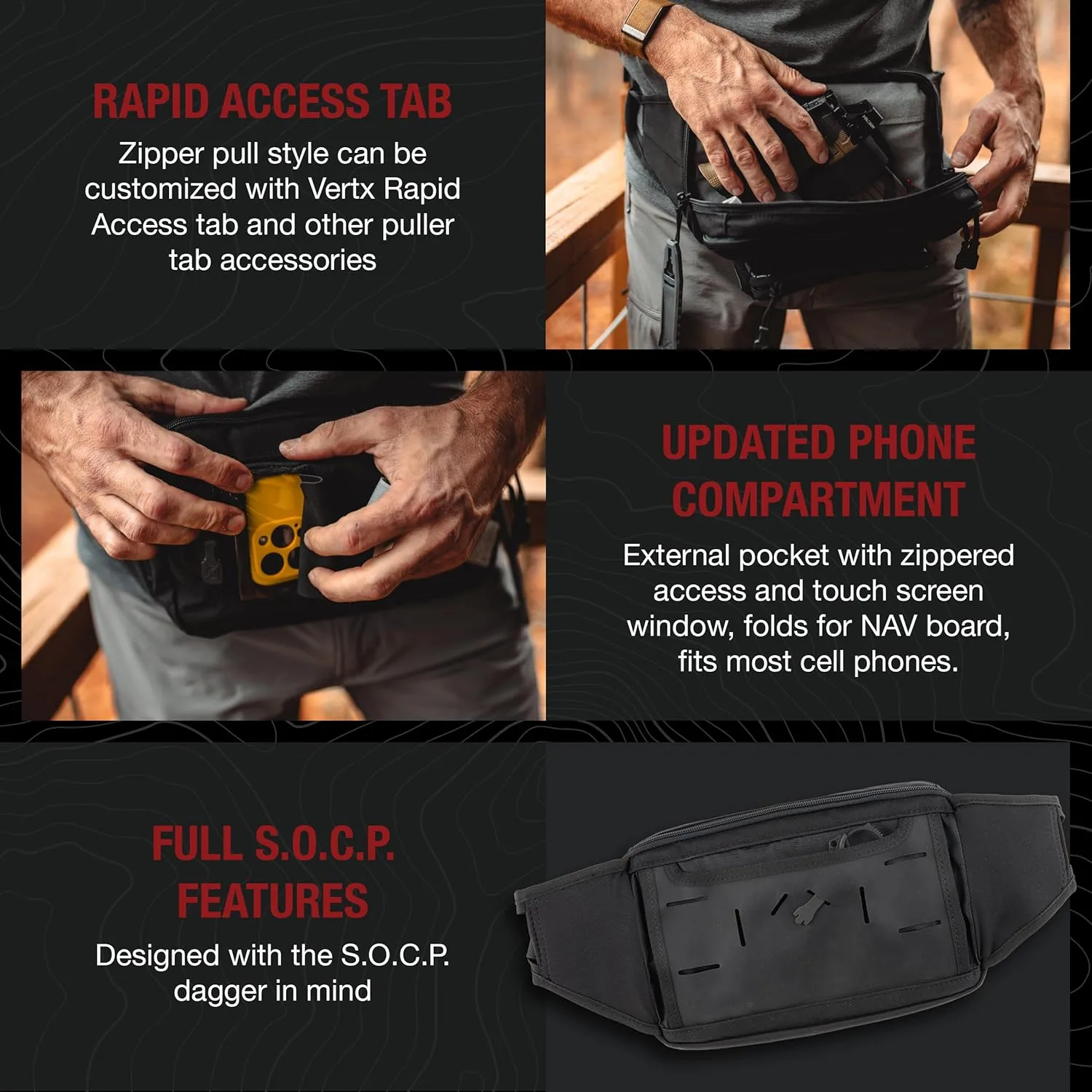 VERTX SOCP Tactical Fanny Pack CCW Crossbody Waist Bag