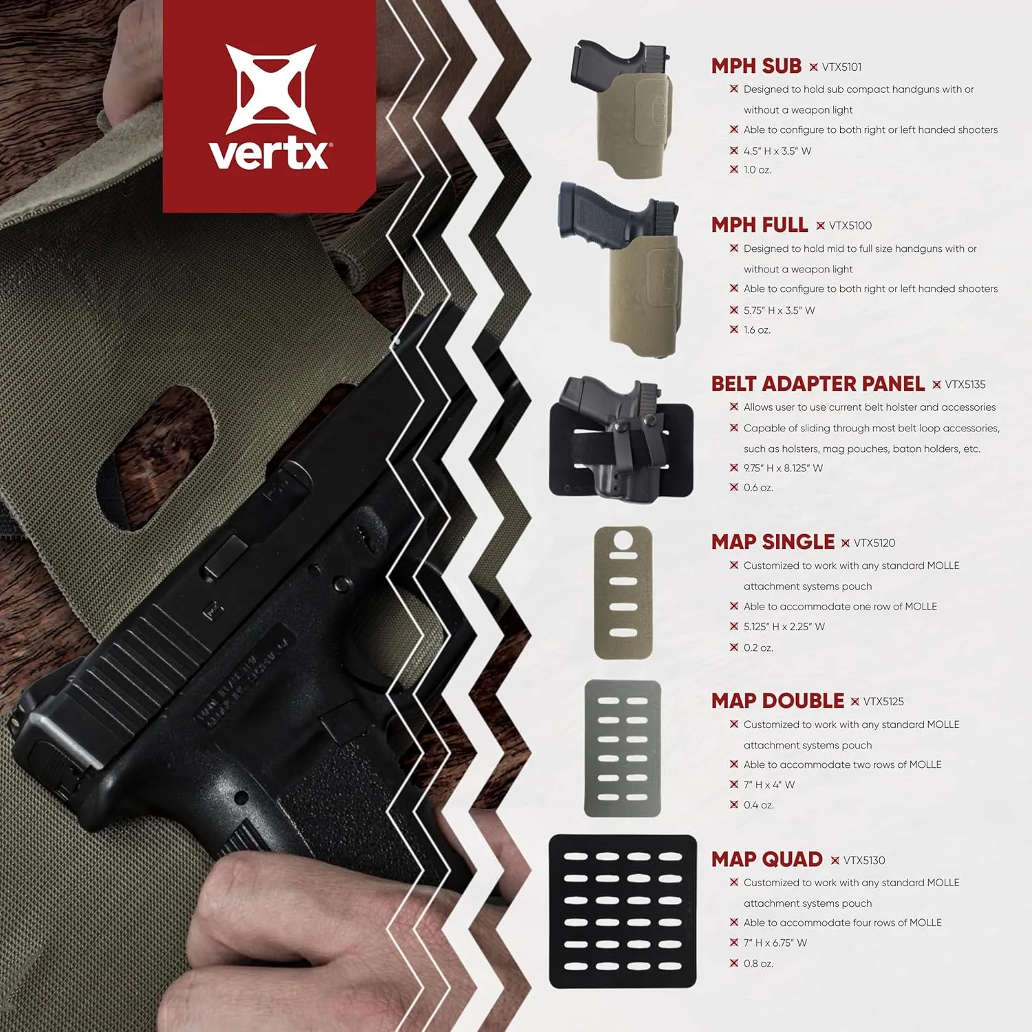 Vertx Tactigami MPH Universal Holster Ambidextrous Nylon