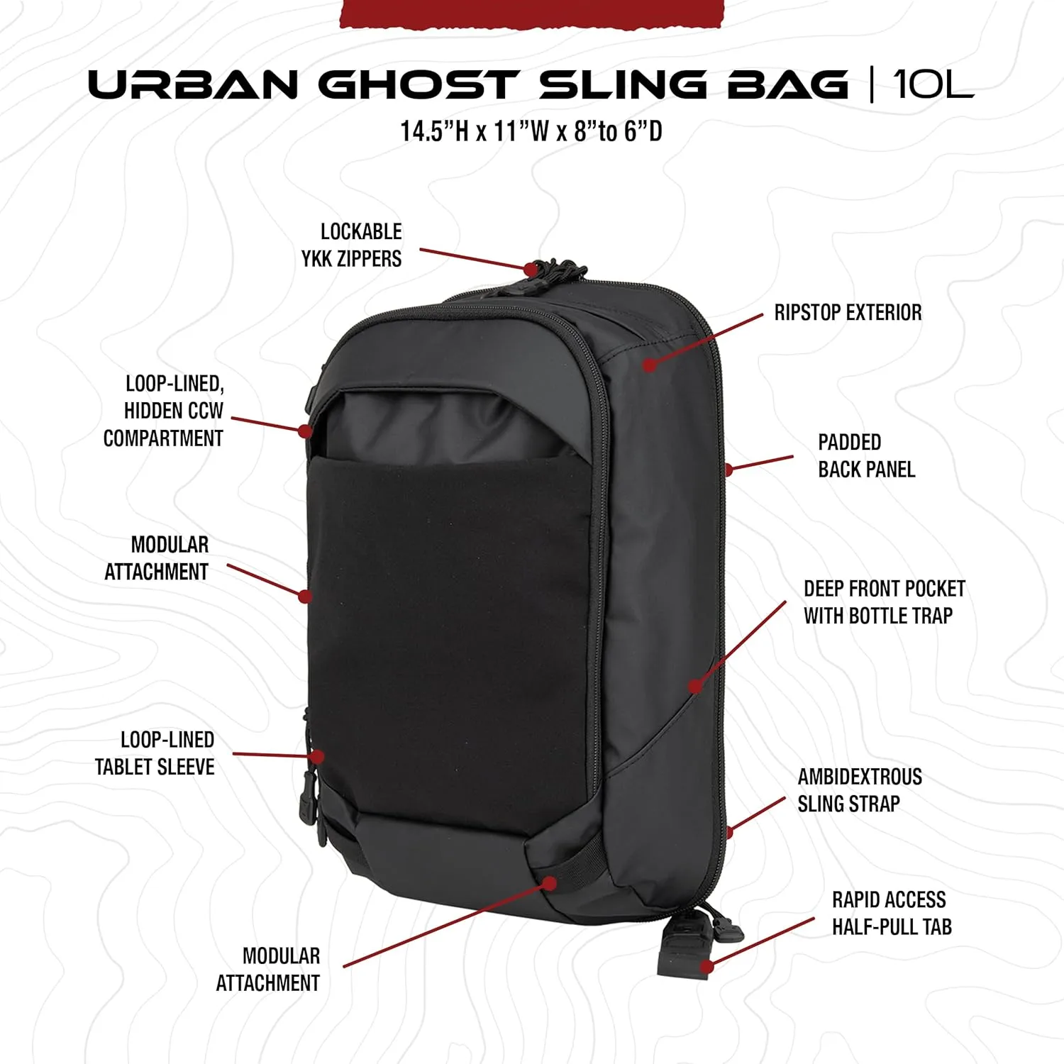 VERTX Urban Ghost Sling 10L CCW Tactical Bag