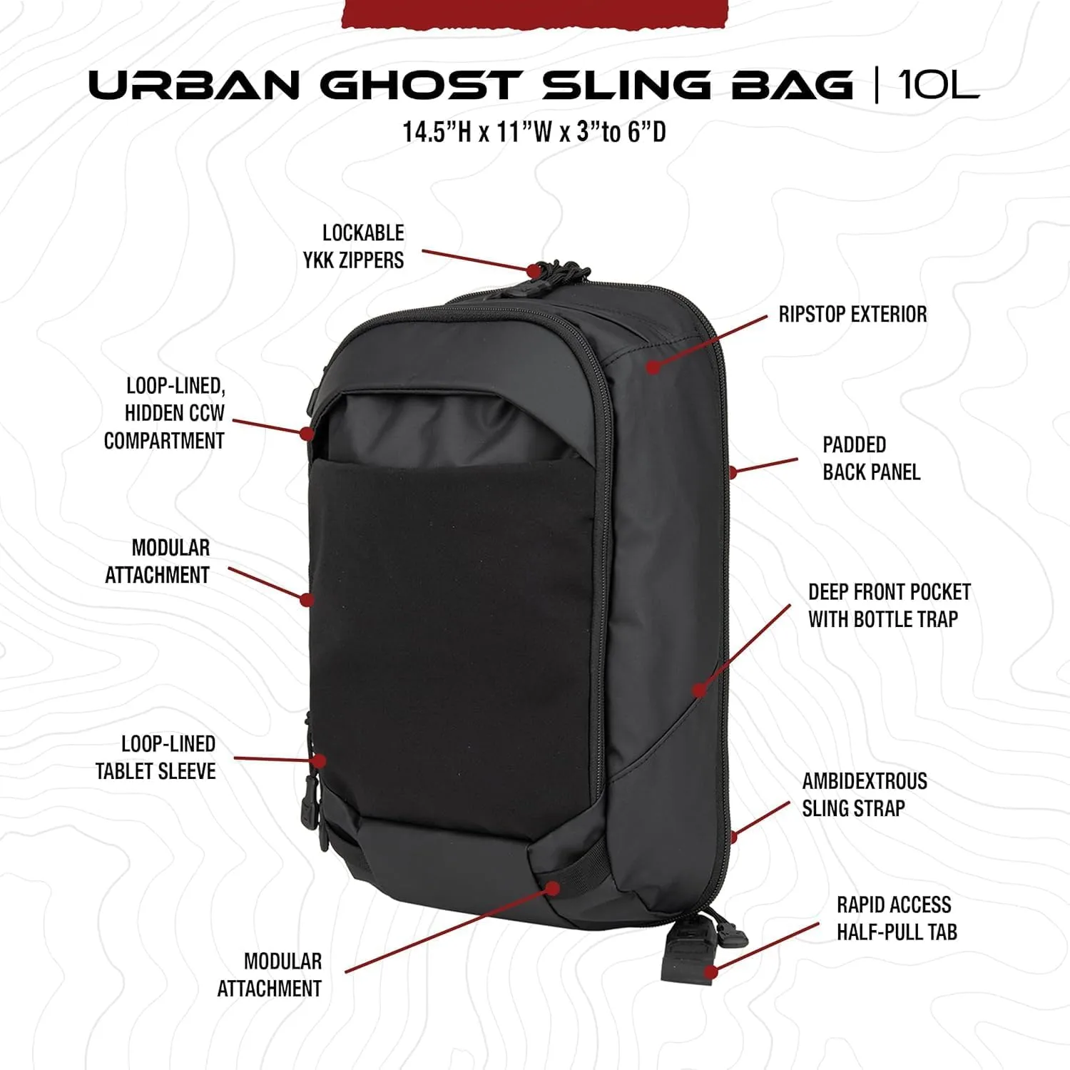 VERTX Urban Ghost Sling 10L CCW Tactical Bag