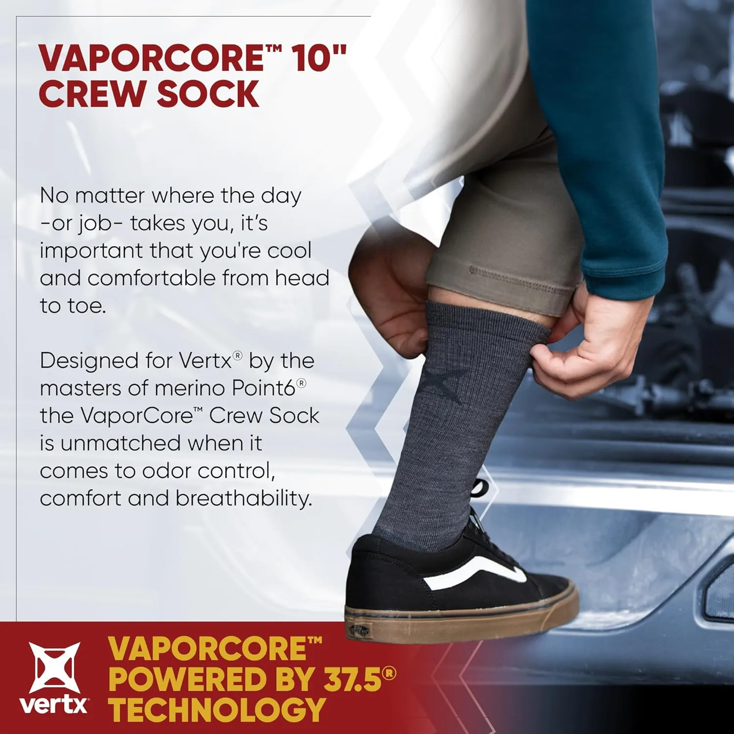 VERTX VaporCore Mens 10" Tactical Merino Wool Crew Socks