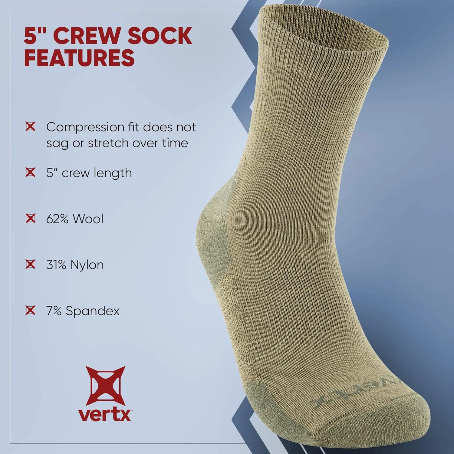 VERTX VaporCore Crew Socks Merino Wool Moisture-Wicking