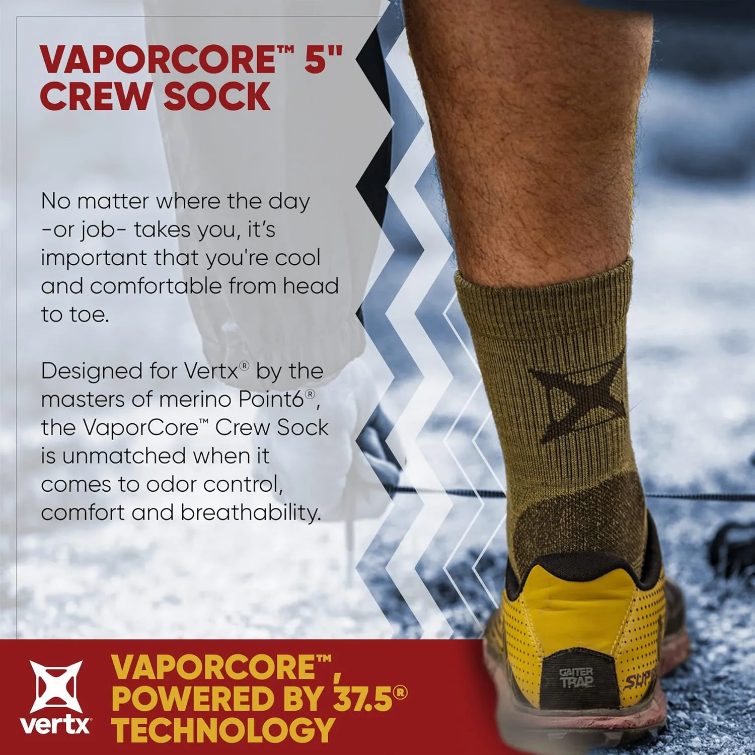 VERTX VaporCore Crew Socks Merino Wool Moisture-Wicking
