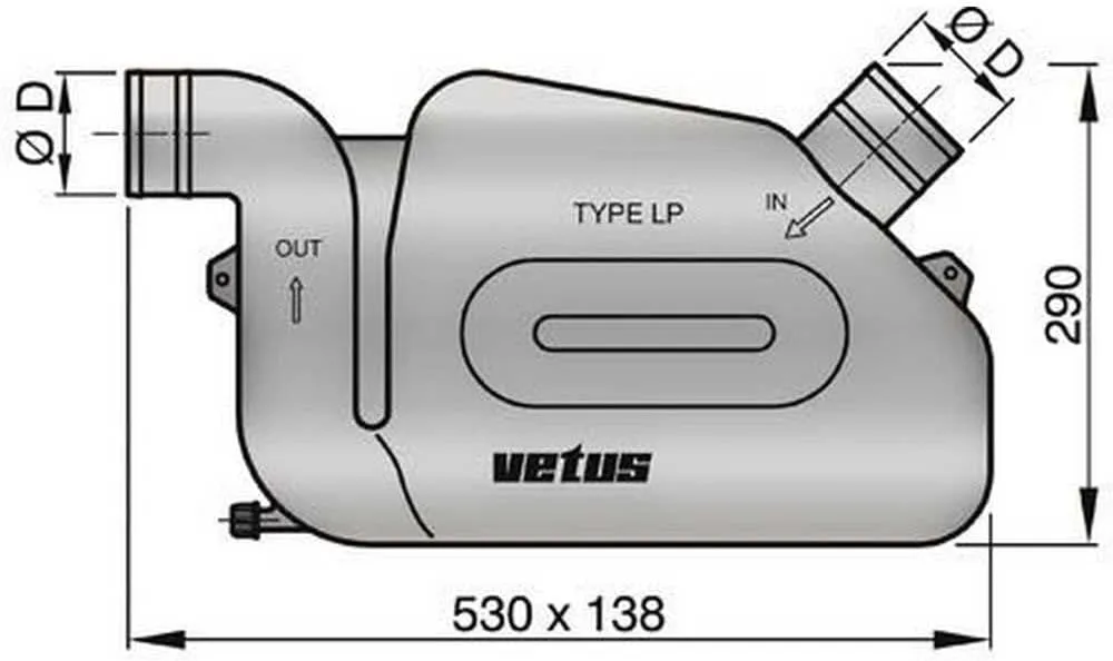 VETUS NLP60 Plastic Waterlock, 2.4" Rotatable
