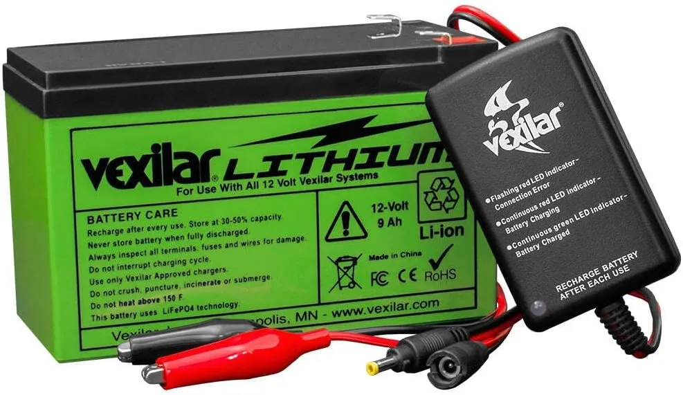 Vexilar 12V 9Ah Lithium Ion Battery and Charger Kit