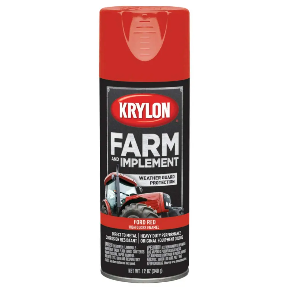 Krylon Farm & Implement Spray Paint, High Gloss, Ford Red, 12 oz