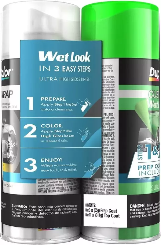 Dupli-Color ECWRC8840 Custom Wrap Wet Look Removable Automotive Paint - Sublime Green White Spray Paint - 11 oz. Aerosol Can