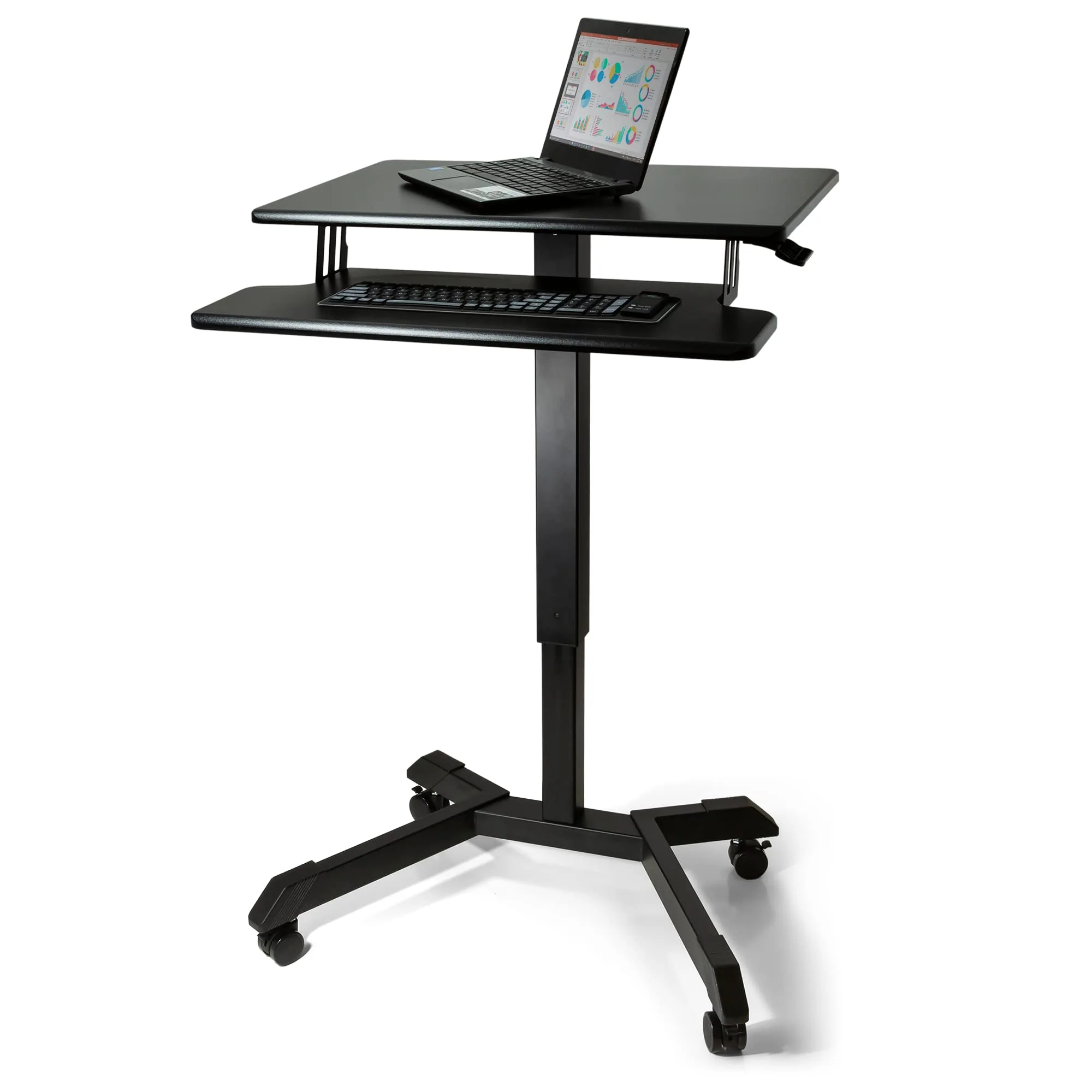 Victor DC550 High Rise Collection Mobile Adjustable Standing Desk (Dual-Tier) Black 25.6" x 17.7" x 45.3"