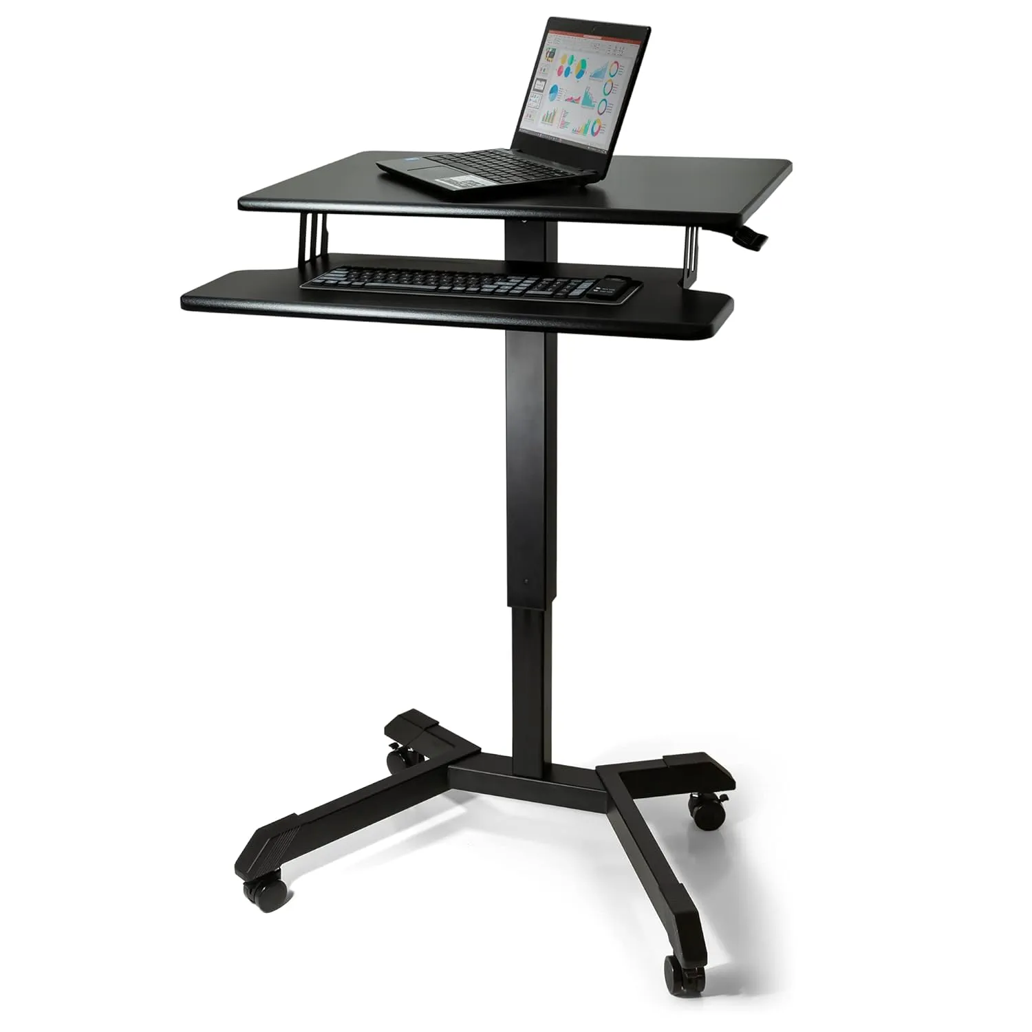 Victor DC550 High Rise Collection Mobile Adjustable Standing Desk (Dual-Tier) Black 25.6" x 17.7" x 45.3"