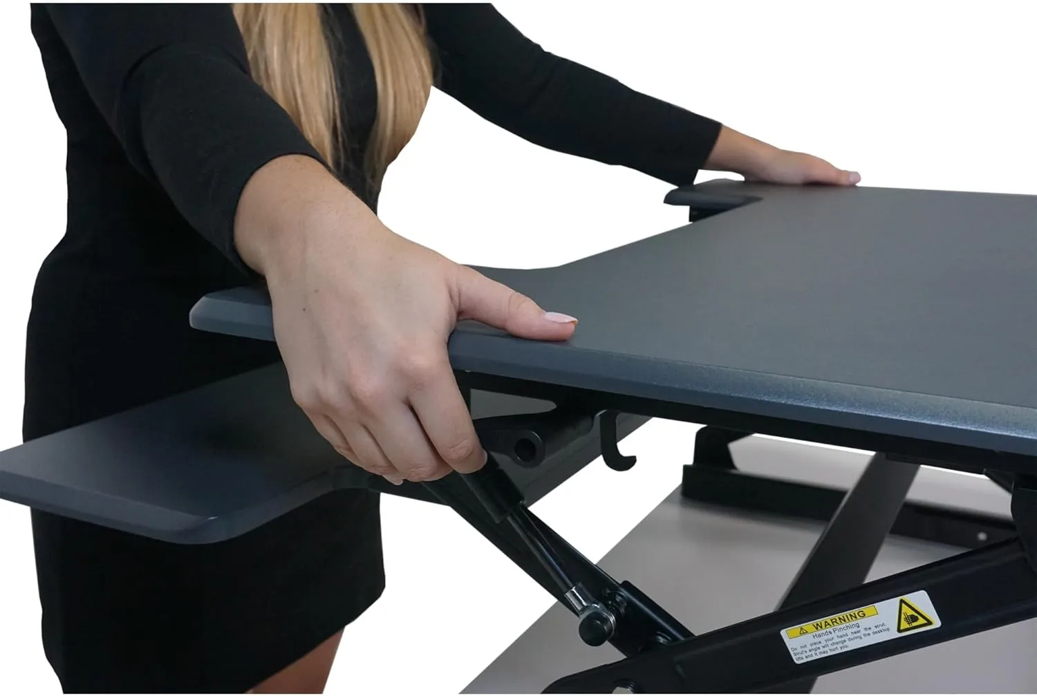 Victor DCX760G High Rise Collection Height Adjustable Standing Desk with Removable Keyboard Tray | Gray | 36” Wide Standing