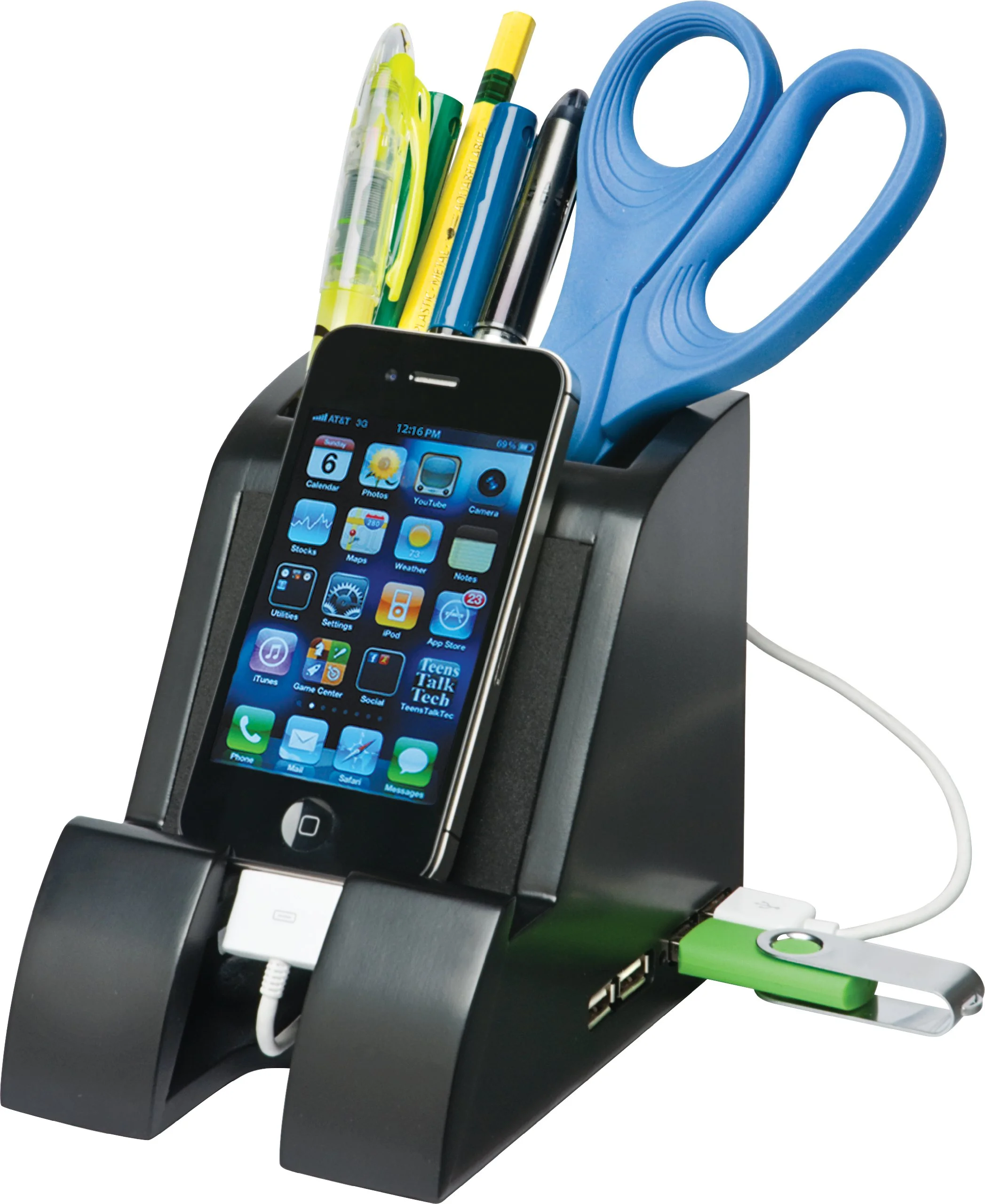 Victor PH600 Smart Charge Pencil Cup with USB Hub, Black