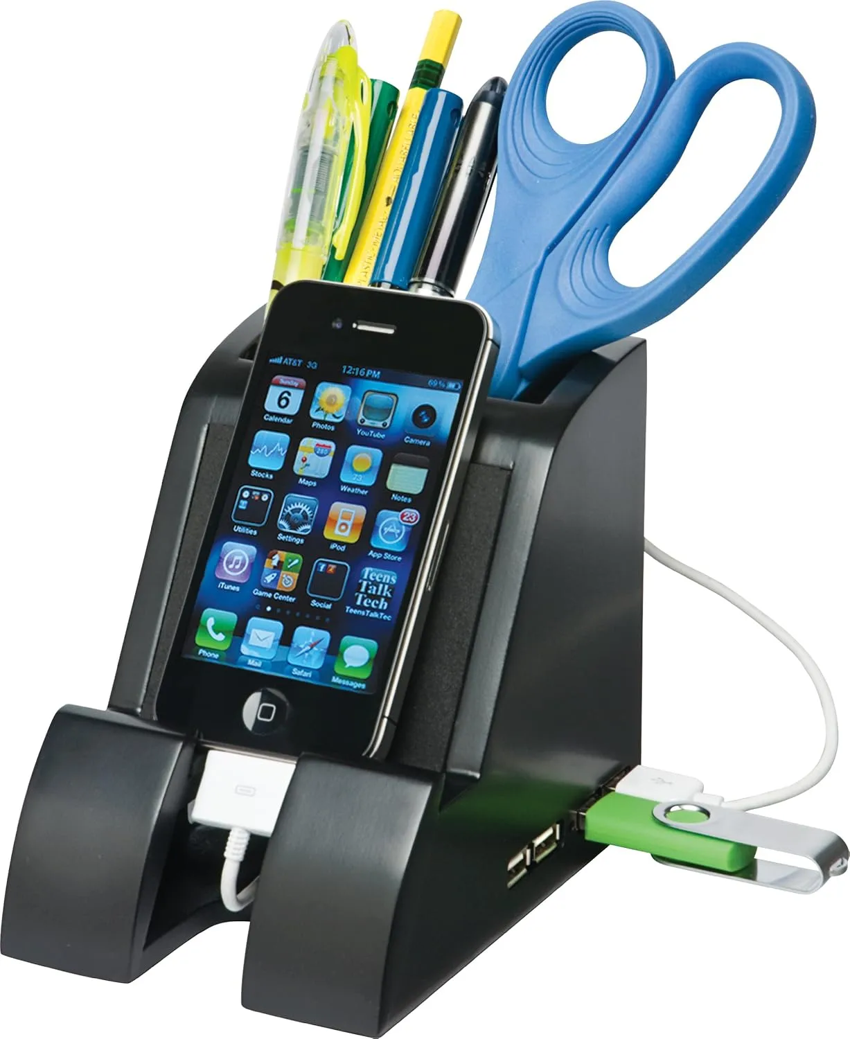 Victor PH600 Smart Charge Pencil Cup with USB Hub, Black