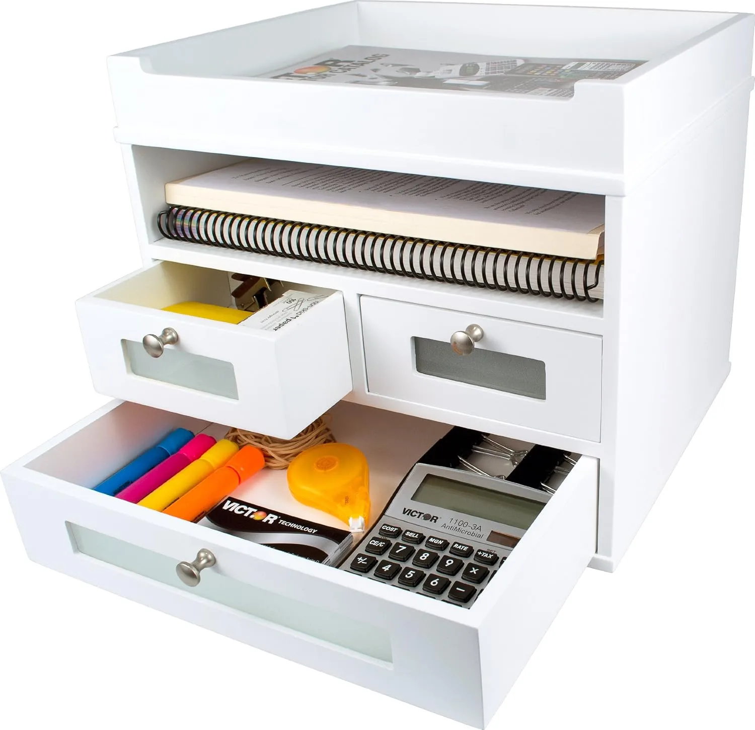 Victor Tidy Tower Desktop Organizer, Pure White, 10.8 x 12.3 x 10.8 in