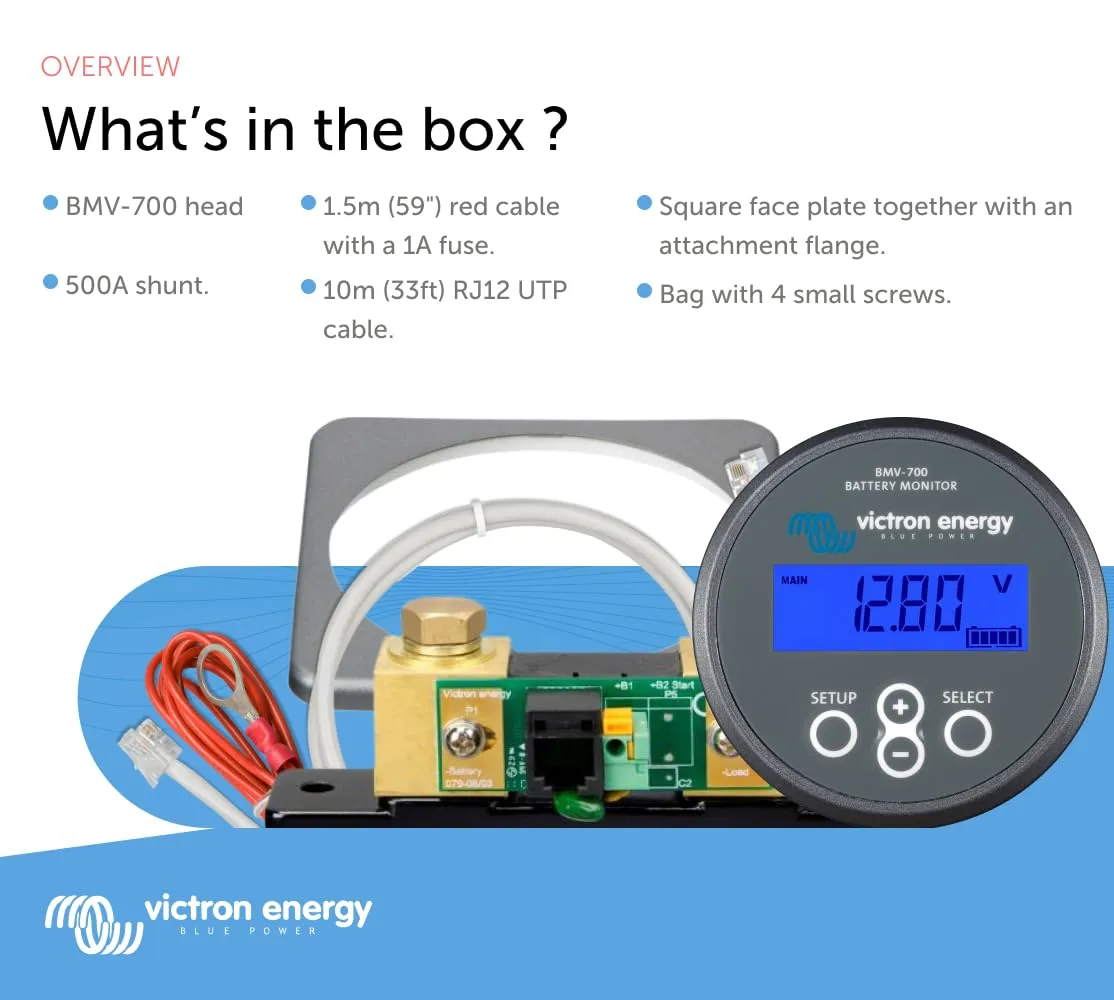 Victron Energy BMV-700 Series Battery Monitor with Shunt & Display
