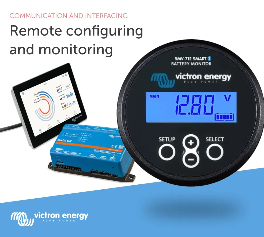 Victron Energy BMV-712 Smart Battery Monitor with Shunt - 6.5-70 VDC - Display and Bluetooth