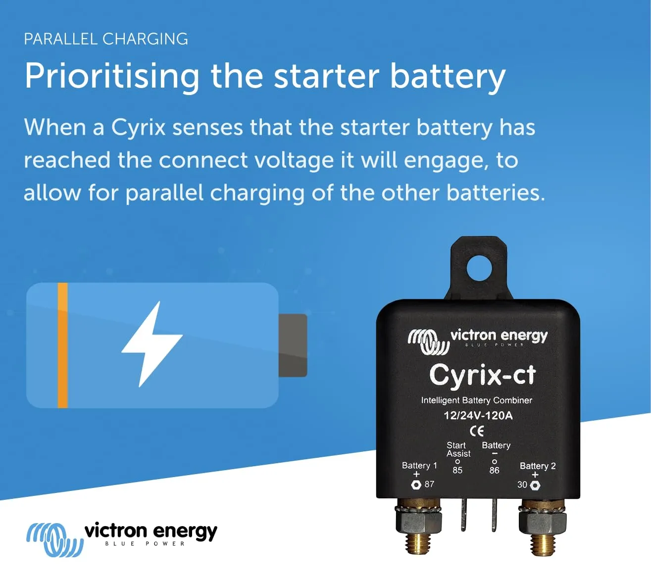 Victron Energy Cyrix-ct 12/24-Volt 120 amp Intelligent Battery Combiner 12-24V (120A)