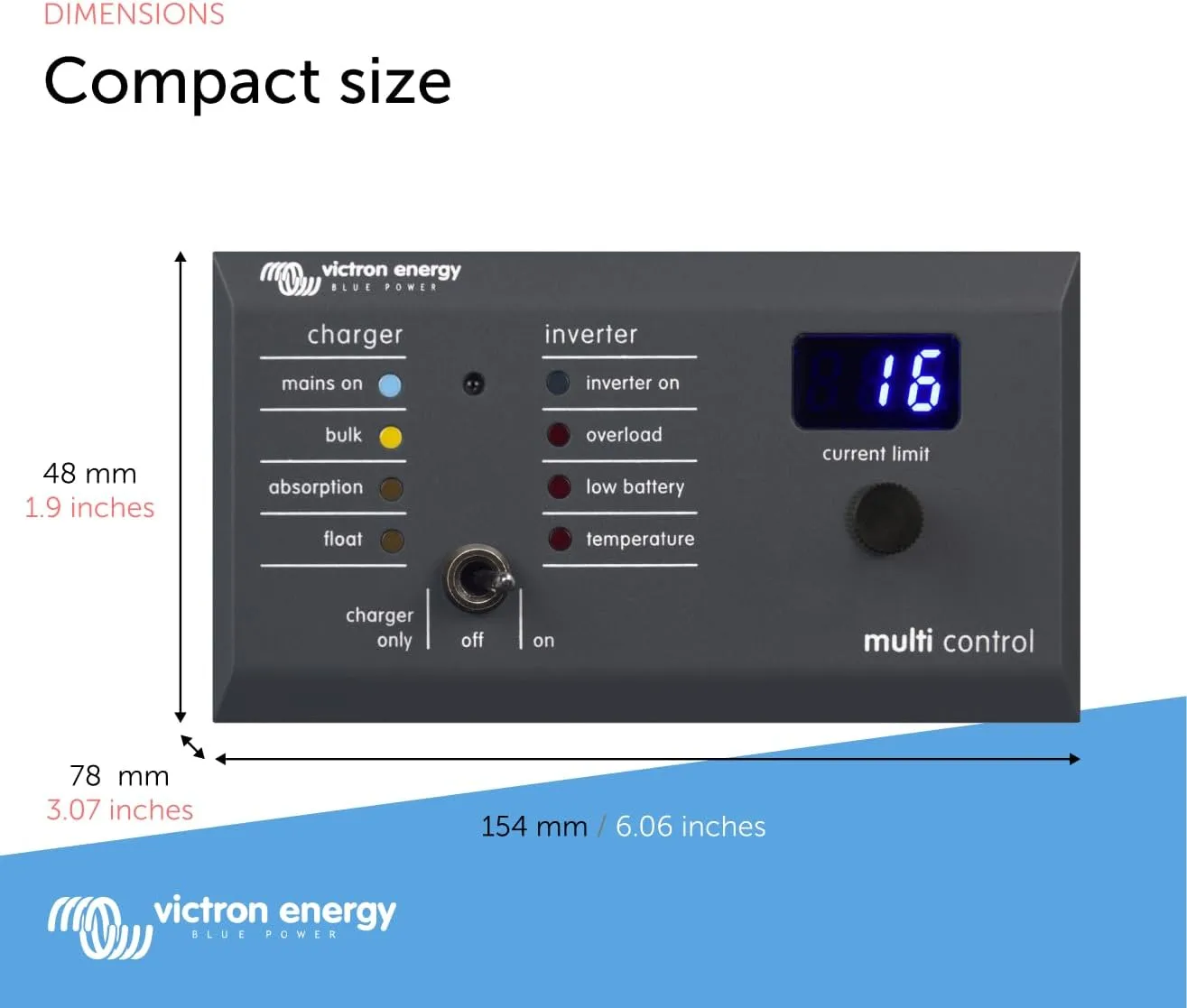 Victron Energy 200/200 amp Digital Multi Control Panel GX