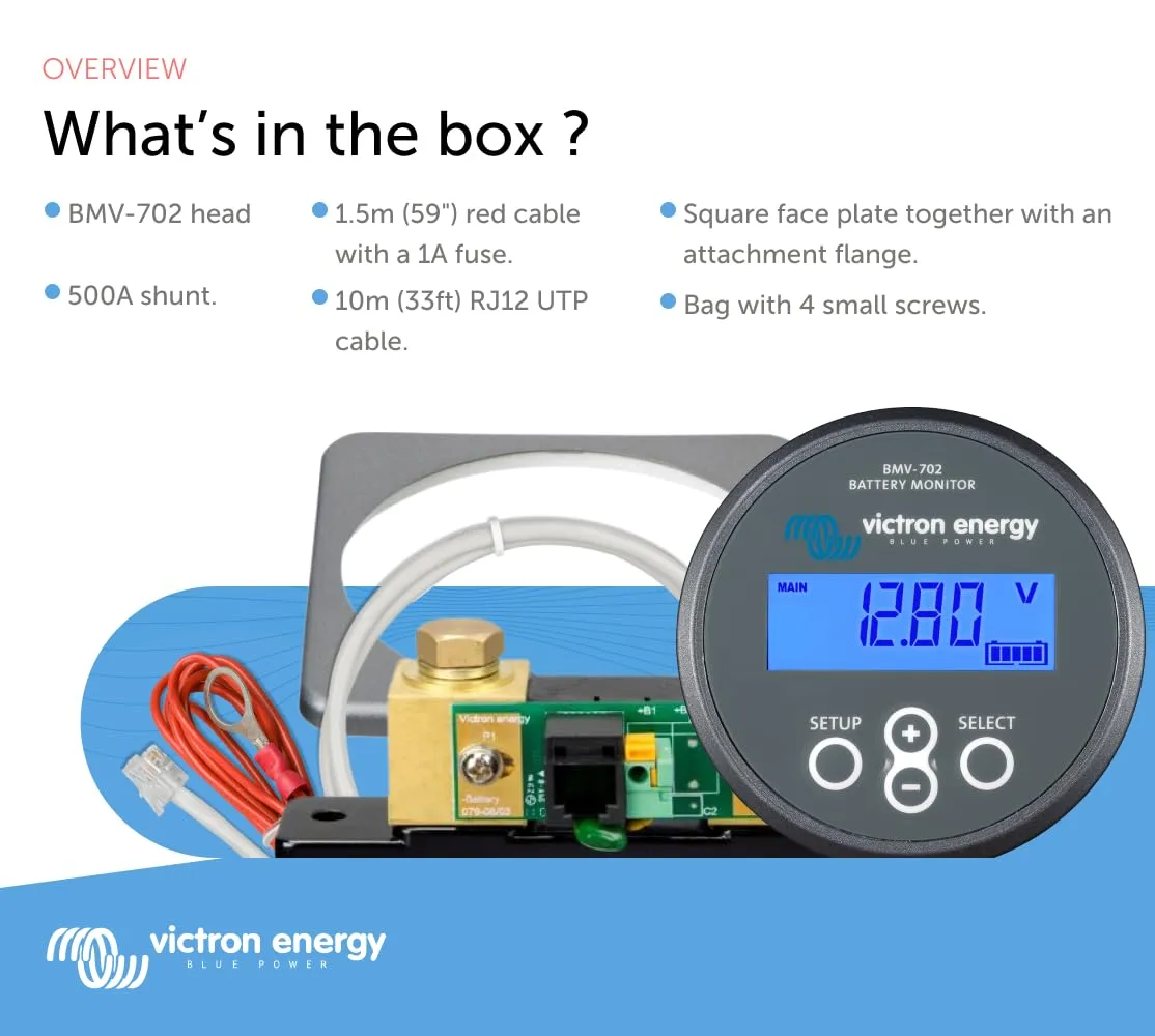 Victron Energy BMV-700 Series Battery Monitor with Shunt & Display