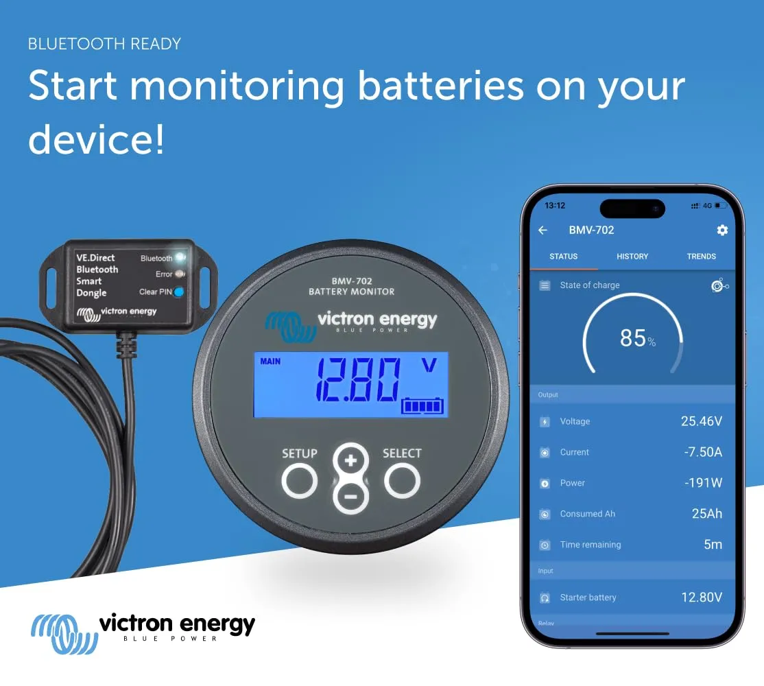 Victron Energy BMV-700 Series Battery Monitor with Shunt & Display