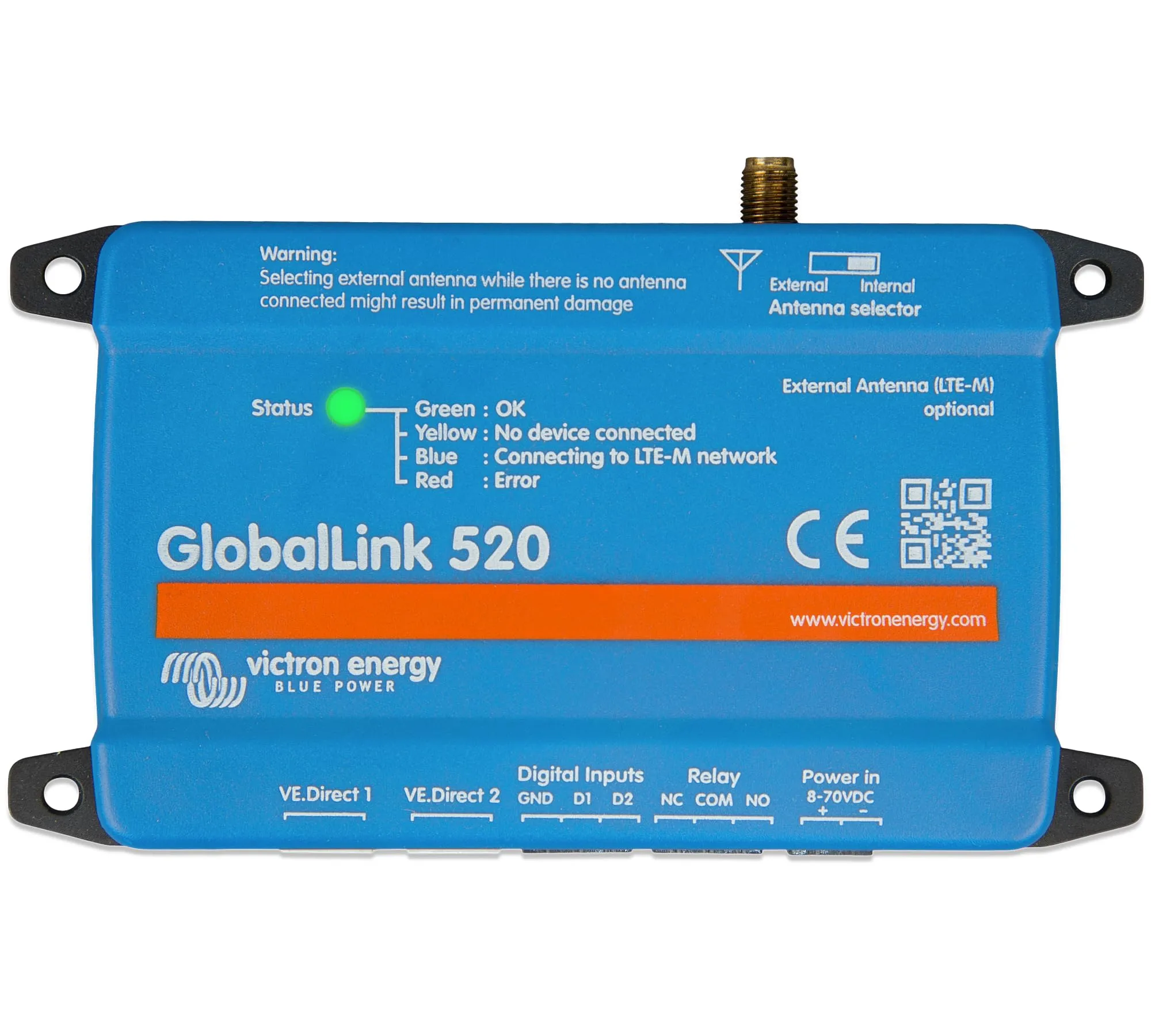 Victron GlobalLink 520 4G LTE-M Remote Monitoring Device w/5-Year Pre-Paid SIM Card Uses AT&T & T-Mobile