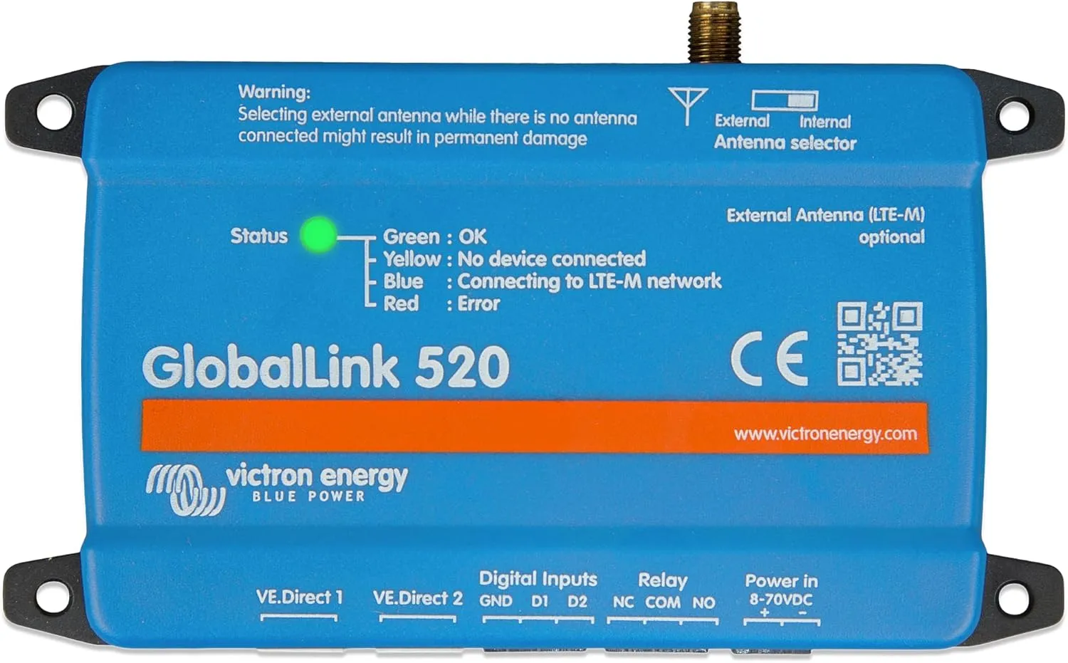 Victron GlobalLink 520 4G LTE-M Remote Monitoring Device w/5-Year Pre-Paid SIM Card Uses AT&T & T-Mobile