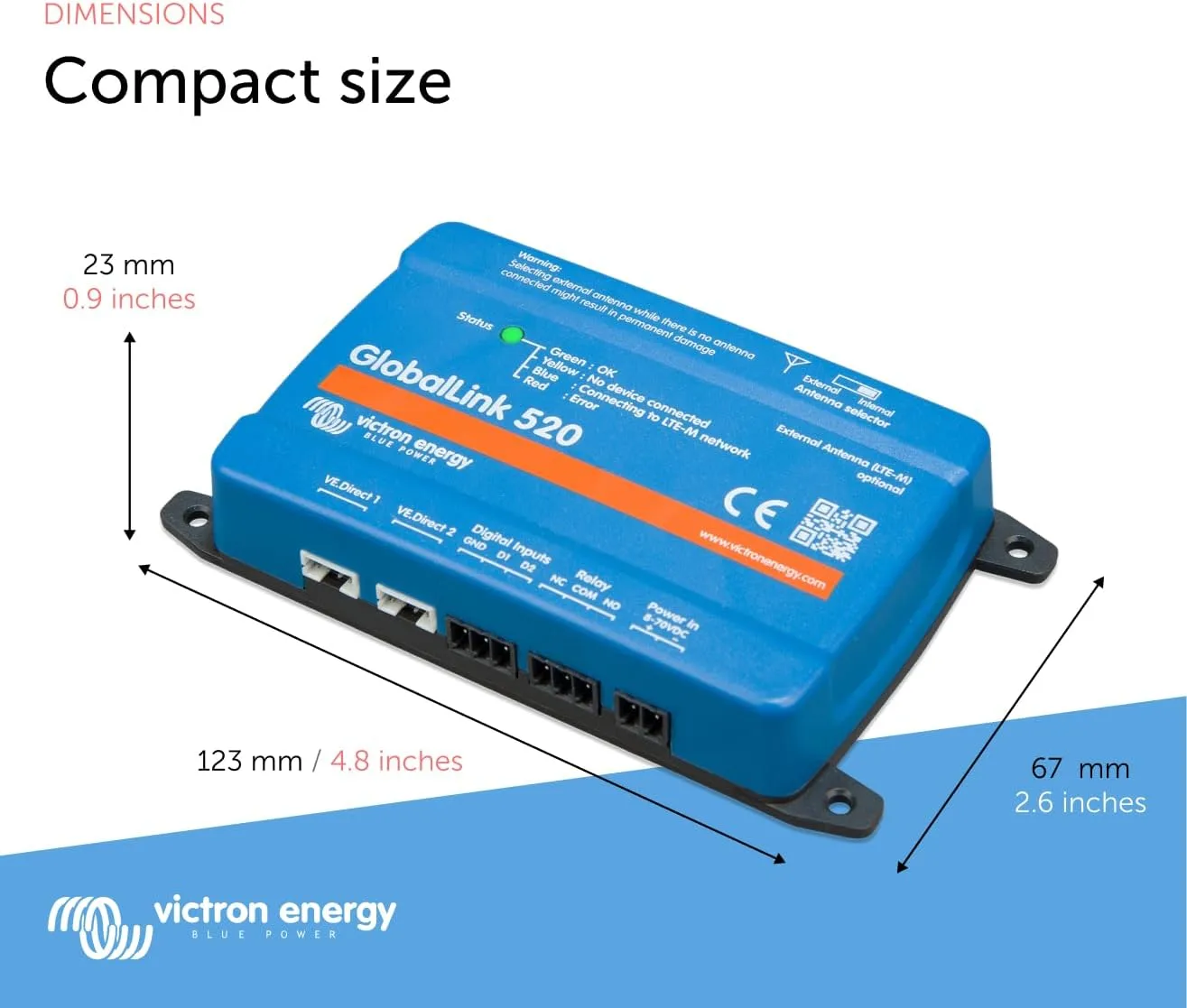 Victron GlobalLink 520 4G LTE-M Remote Monitoring Device w/5-Year Pre-Paid SIM Card Uses AT&T & T-Mobile