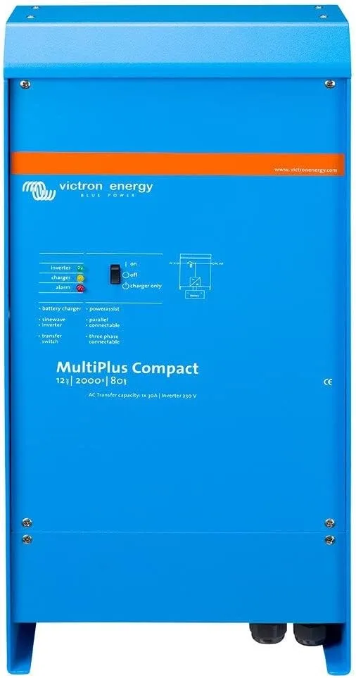 Victron Energy MultiPlus Pure Sine Wave Inverter Charger for 80 amp Battery, UL-Certified, 2000VA 12-Volt