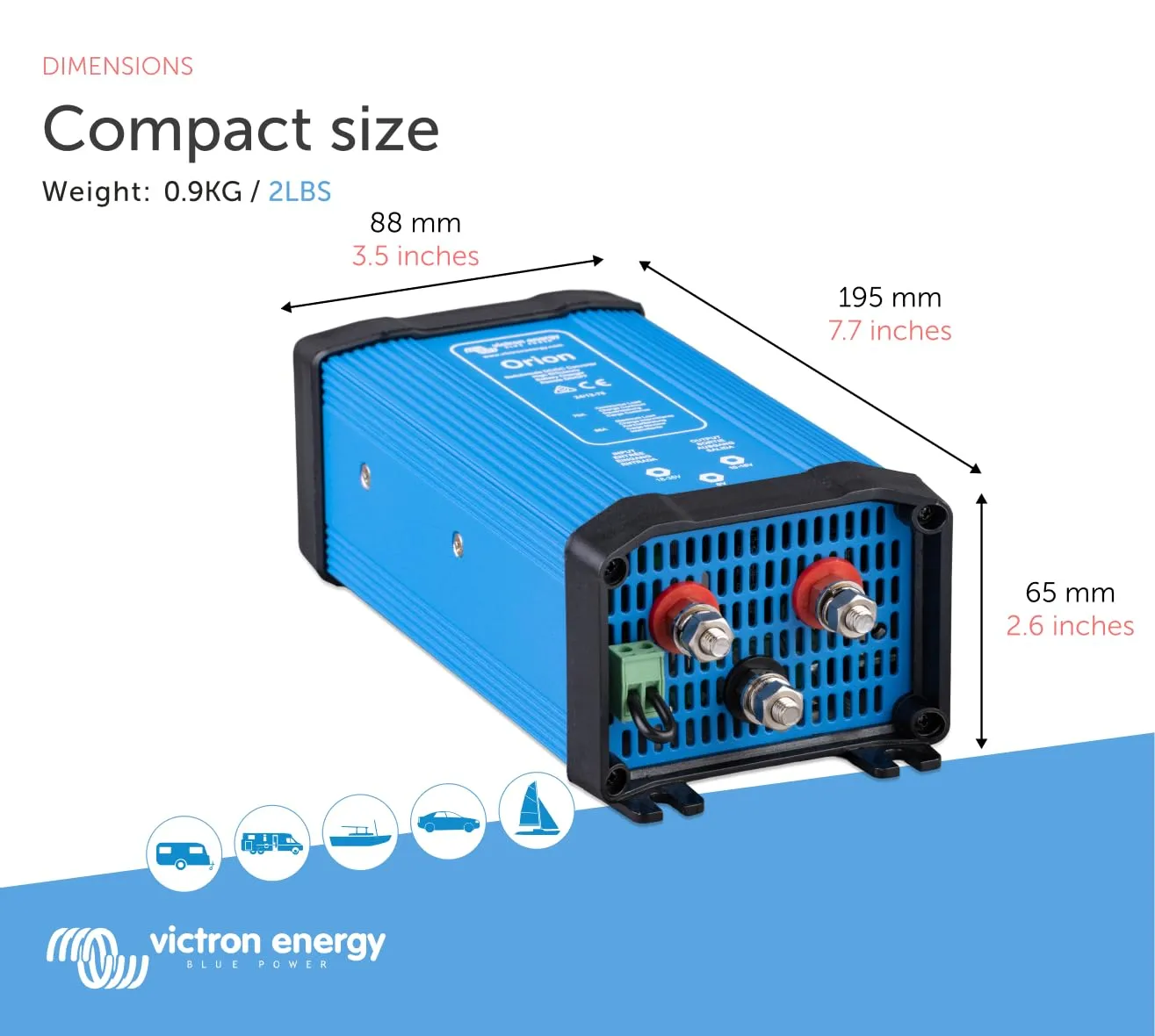 Victron Energy Orion 24/12-Volt 70 amp DC-DC Converter Non-Isolated, High Power 24/12V 70A